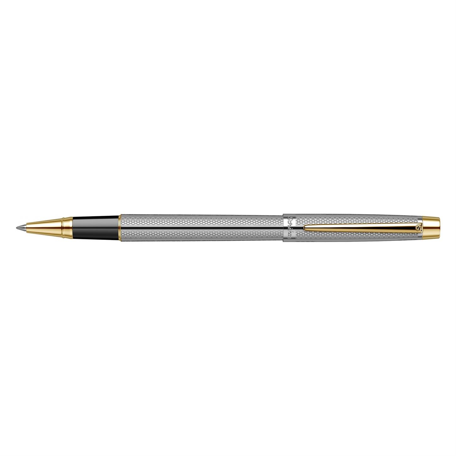Scrikss Elegance Venüs 722 Roller Kalem Krom Kaplama Gövde Altın Kaplama Klips Balık Sırtı Dese