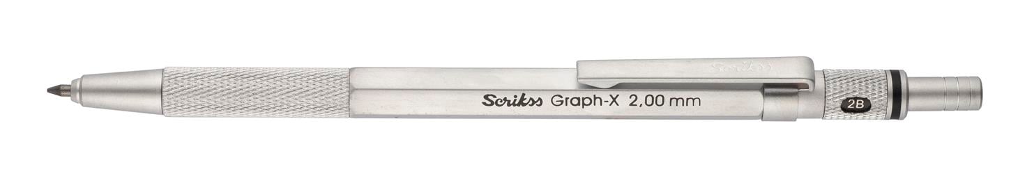 Scrikss Graph-x Versatil (Uçlu) Kalem Nikel Kaplama Metal Gövde Metal Klips Şeffaf Kutu 2.0 mm