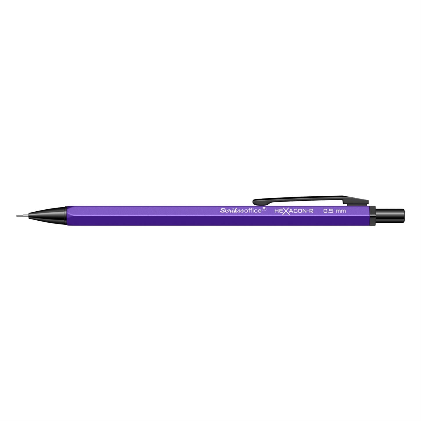 Scrikss Hexagon-r Metalik Versatil (Uçlu) Kalem Metal Gövde Siyah Metal Klips 0.5 mm Uç Mor