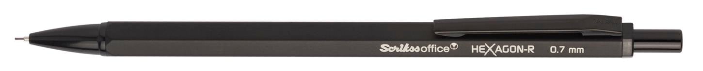 Scrikss Hexagon-R Metalik Versatil (Uçlu) Kalem,  Metal Gövde, Siyah Metal Klips, 0.7 Mm Uç, Mat Siy