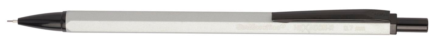 Scrikss Hexagon-r Metalik Versatil (Uçlu) Kalem Metal Gövde Siyah Metal Klips 0.7 mm Uç Mat Gümüş