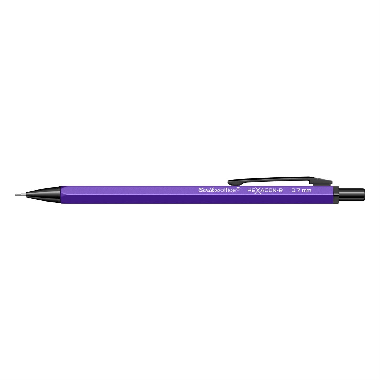 Scrikss Hexagon-r Neon Versatil (Uçlu) Kalem Metal Gövde Siyah Metal Klips 0.7 mm Uç Neon Mor