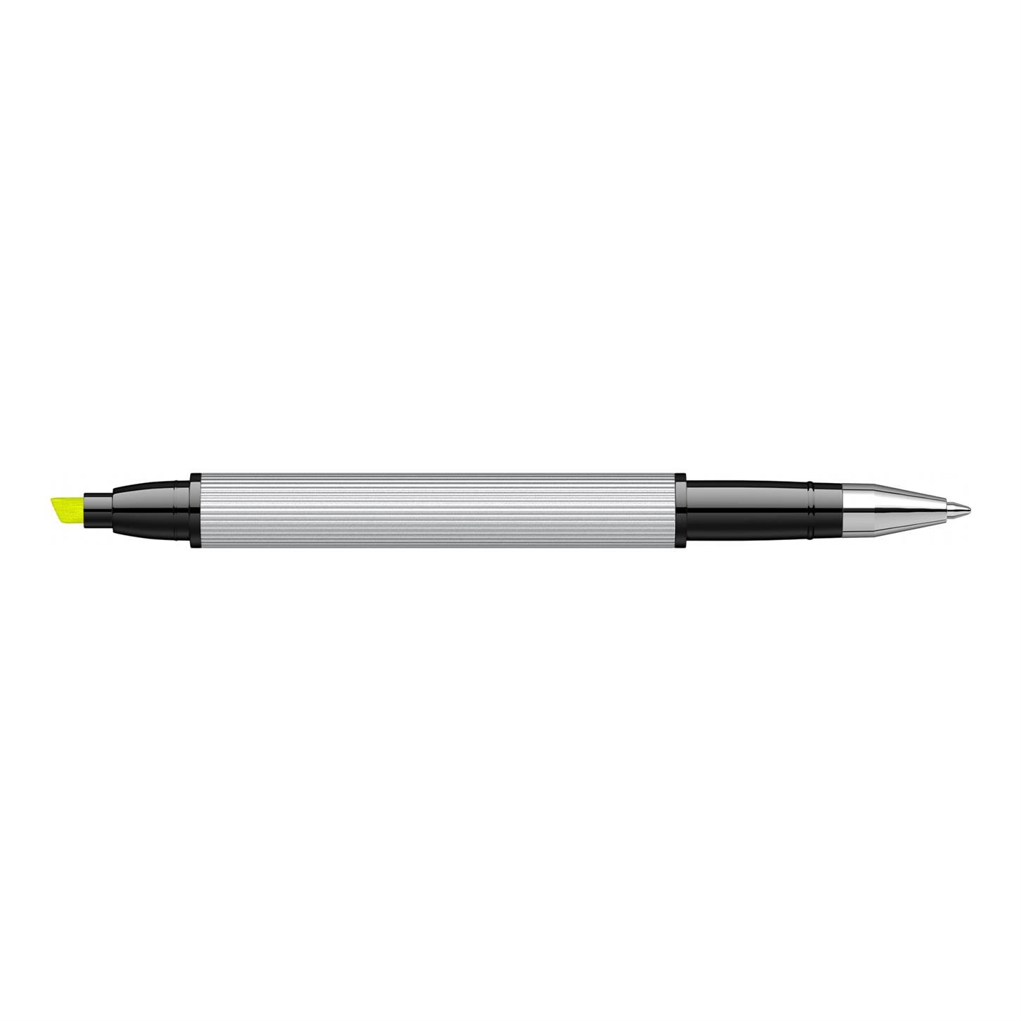 Scrikss Klasik Doppio Multifonksiyonel Kalem Roller-Fosforlu Krom Kaplama Metal Klips Siyah-Sar