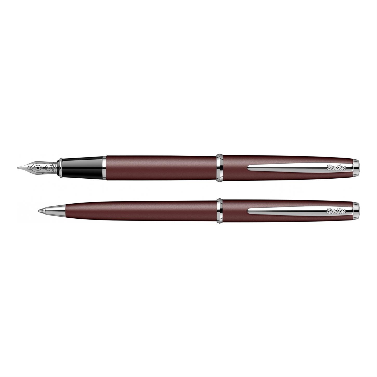 Scrikss Klasik Vintage 53C 2li Set Dolma Kalem- Tükenmez Kalem Akrilik GövdeKrom Kaplama Klips Bor