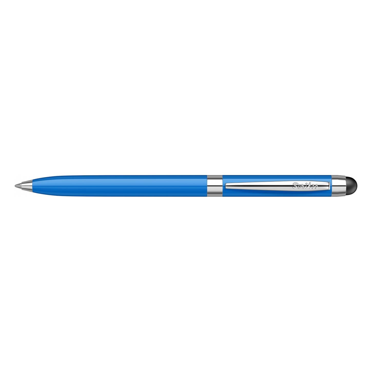 Scrikss Technica Mini Touch Pen 799 Tükenmez Kalem Lake Gövde Titanyum Kaplama Klips Mavi