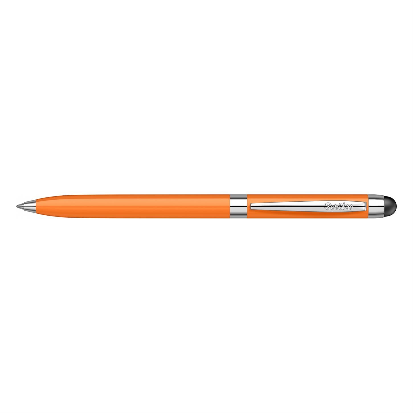 Scrikss Technica Mini Touch Pen 799 Tükenmez Kalem Lake Gövde Titanyum Kaplama Klips Turuncu