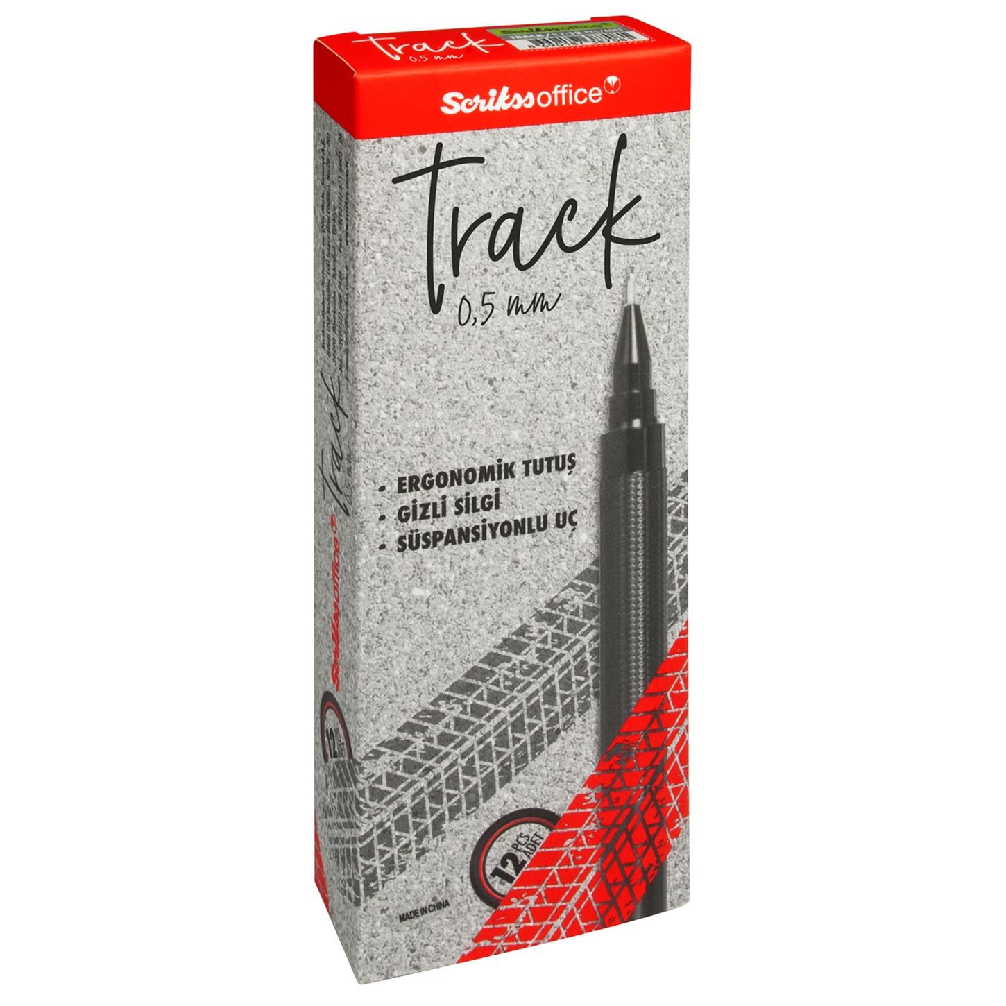 Scrikss Track Versatil (Uçlu) Kalem Plastik Gövde Siyah Metal Klips 0.5 mm Uç 12li Kutu Yeşil