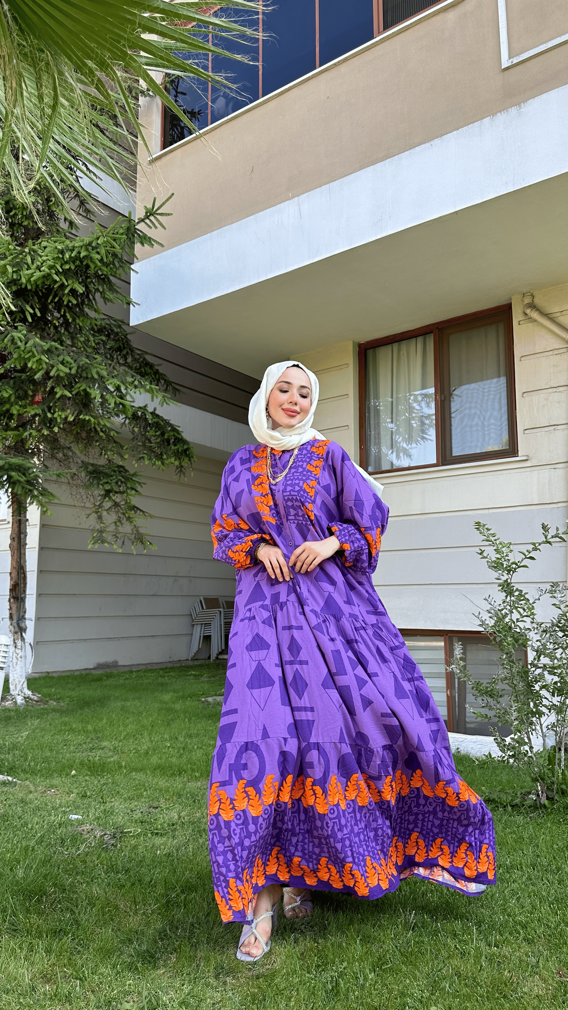 MOR VİSKON ELBİSE