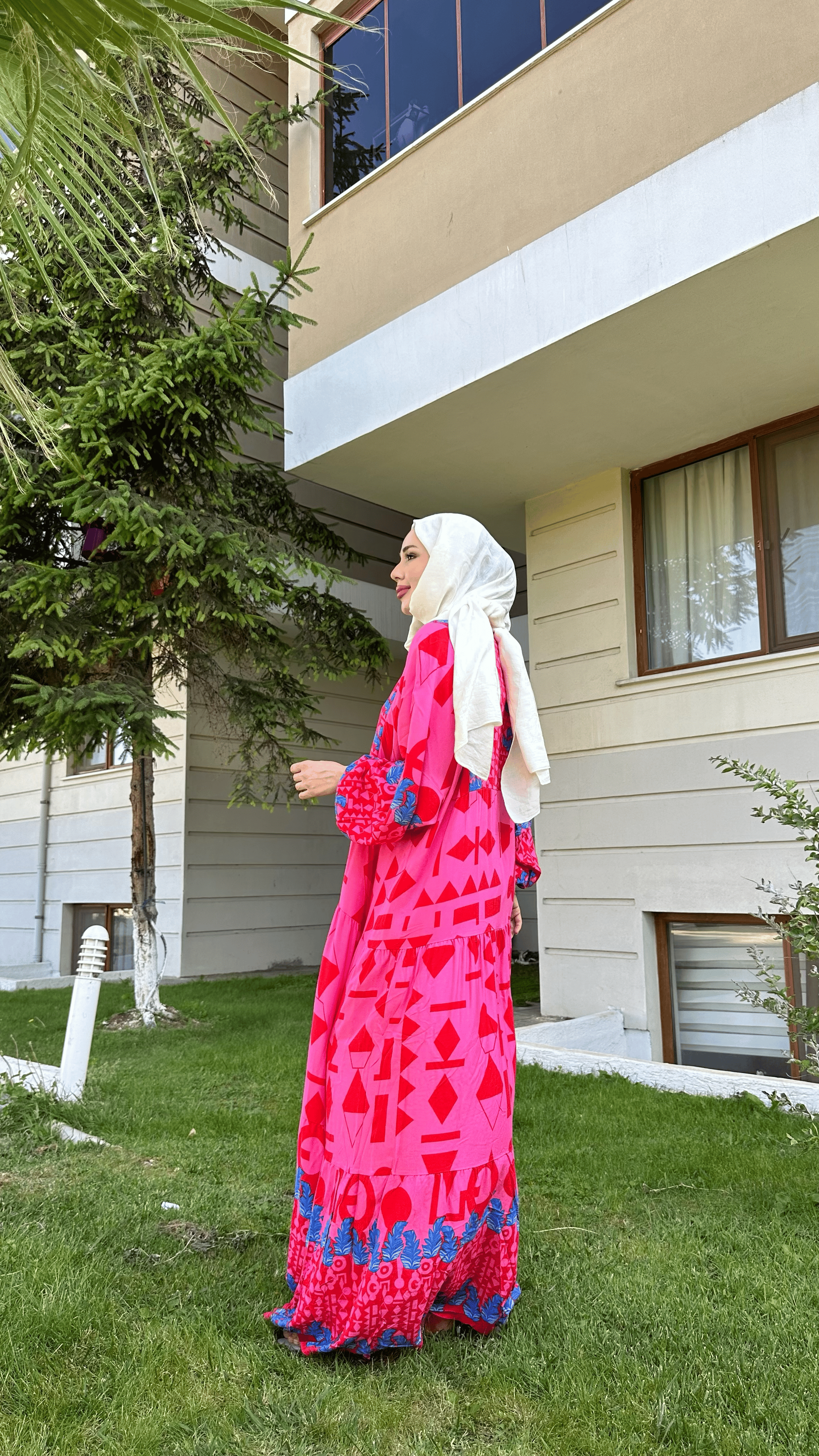 PEMBE VİSKON ELBİSE