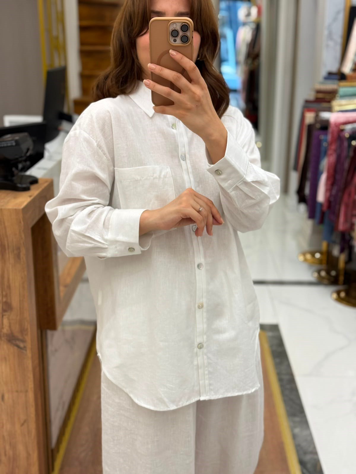  OVERSIZE KETEN  GÖMLEK 