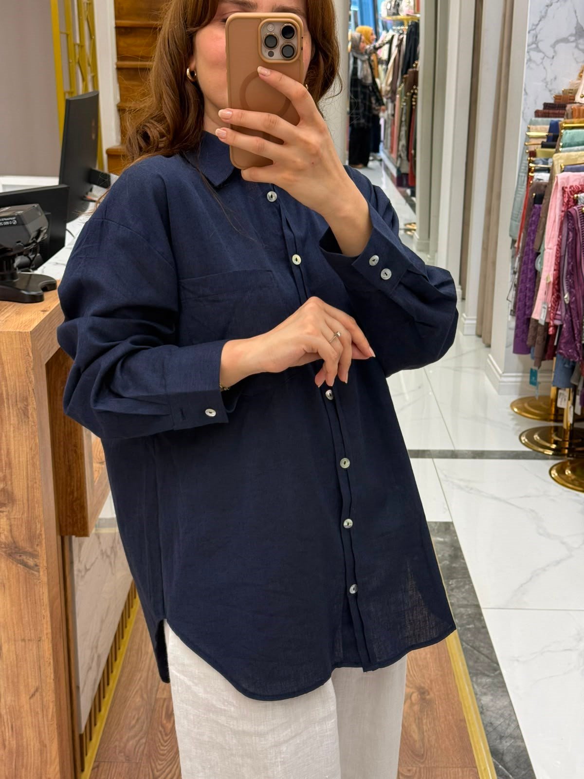  OVERSIZE KETEN  GÖMLEK 