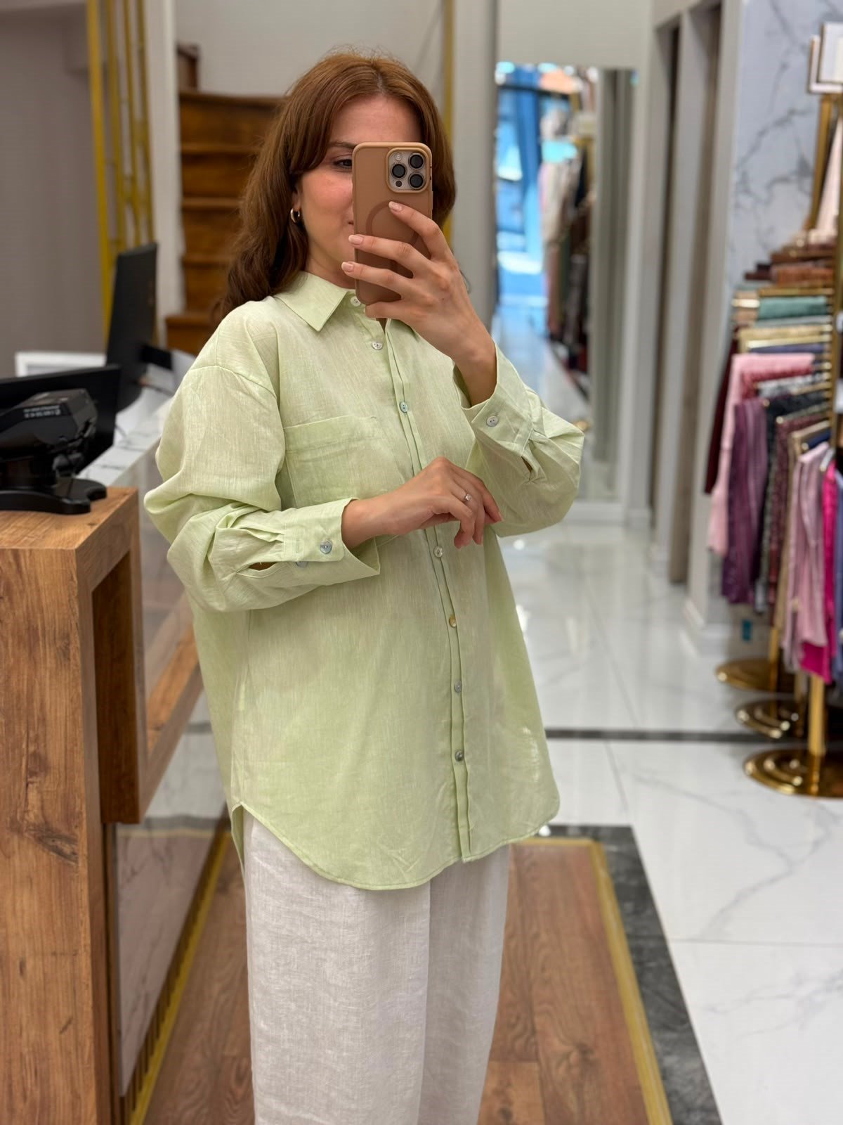  OVERSIZE KETEN  GÖMLEK 