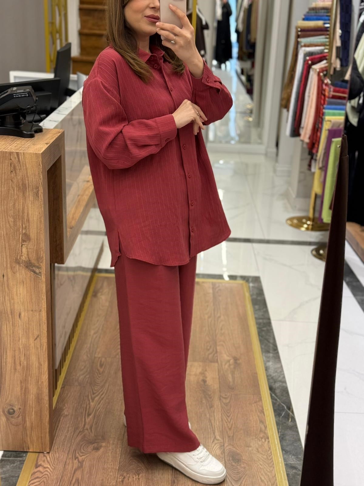 NUSS - ÇİZGİ DETAYLI TENCEL TAKIM