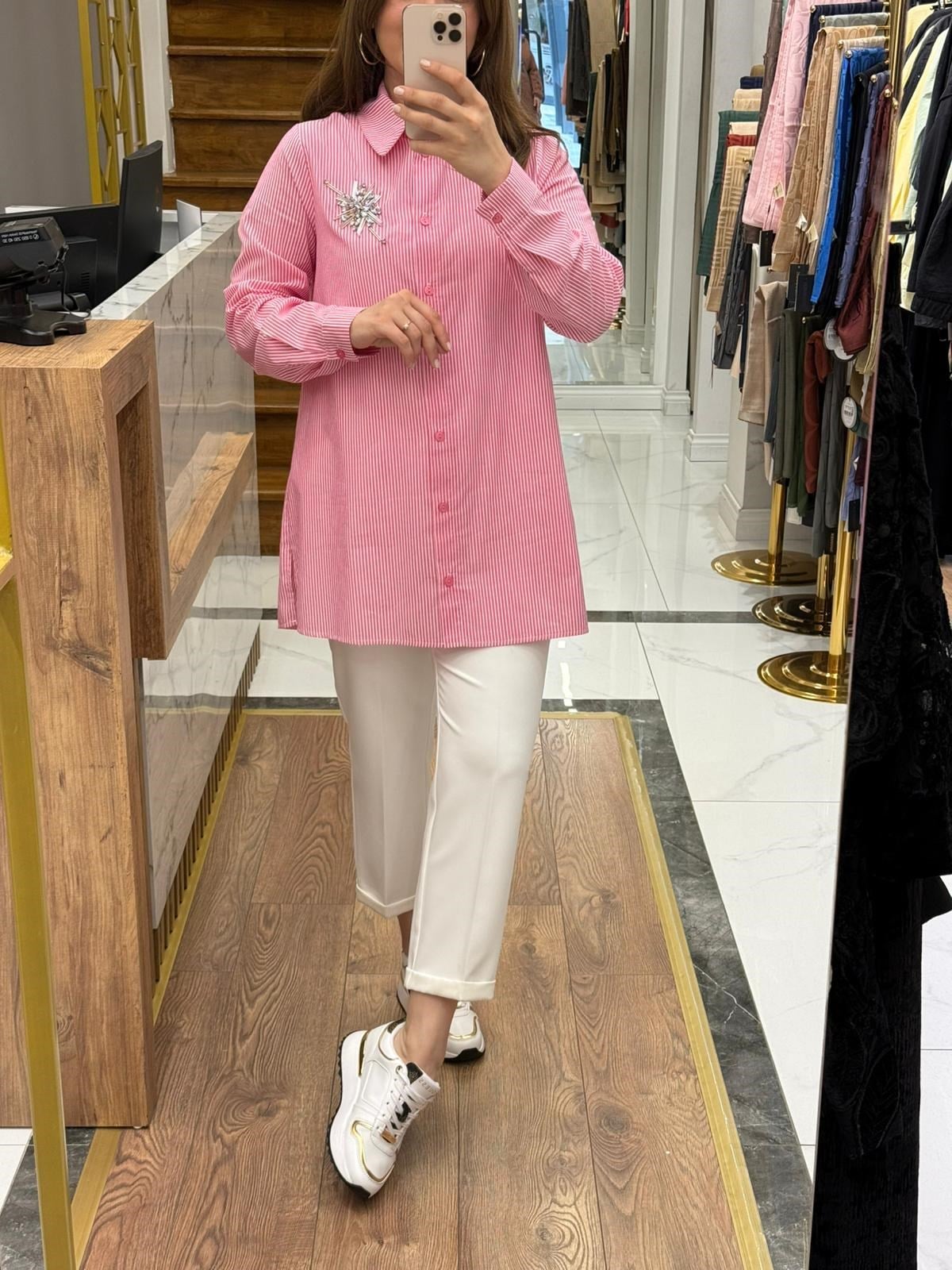 NUSS- PEMBE-BEYAZ ÇİZGİLİ GÖZMLEK