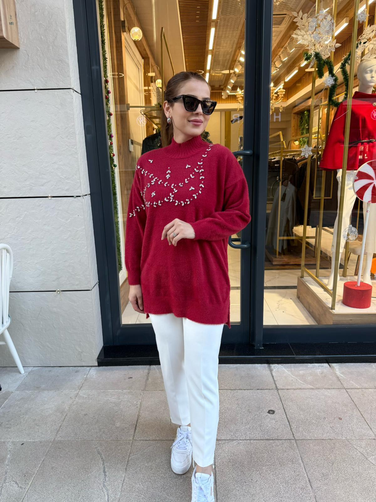 NUSS TAŞLI ANGORA KAZAK