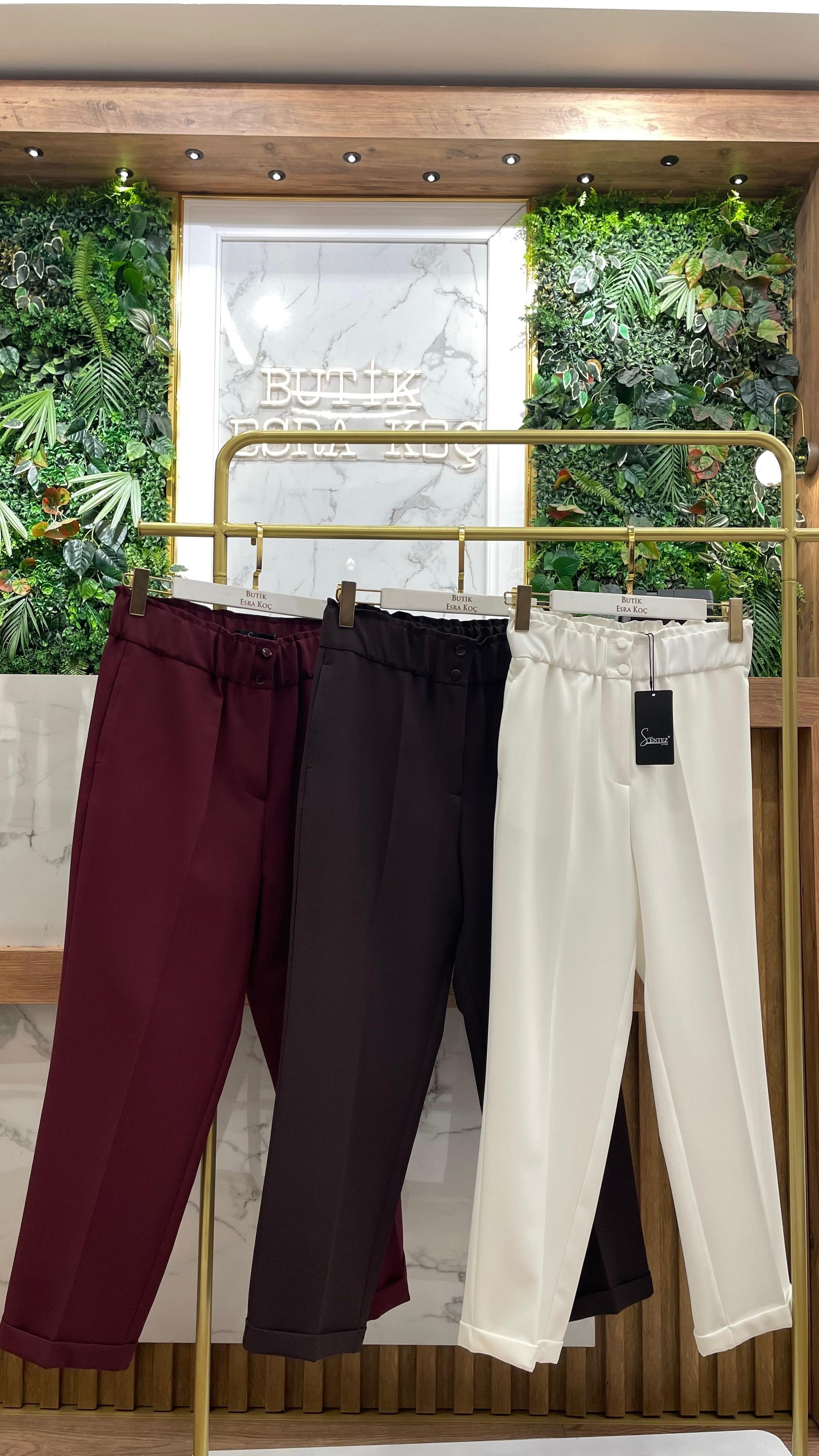 SENTEZ-BELİ LASTİKLİ İNCE DUBLE PAÇA PANTOLON 