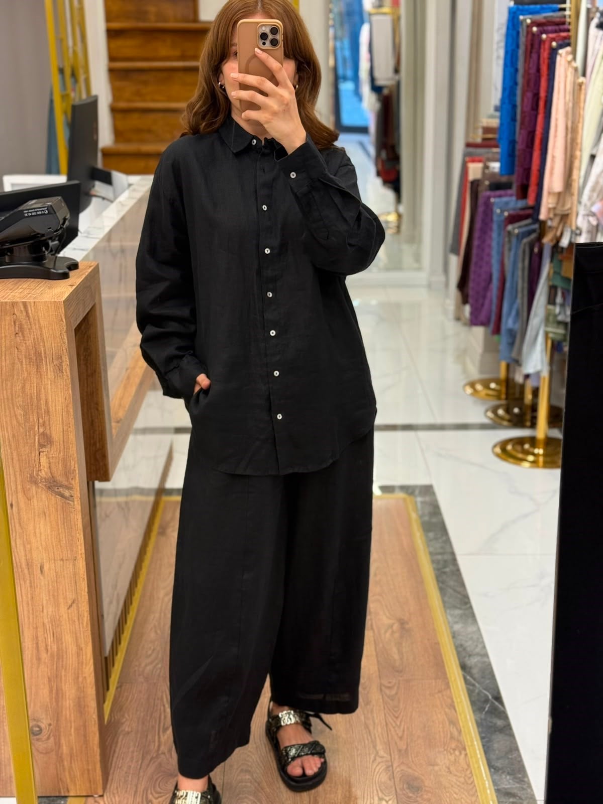 SİYAH-KETEN PANTOLON
