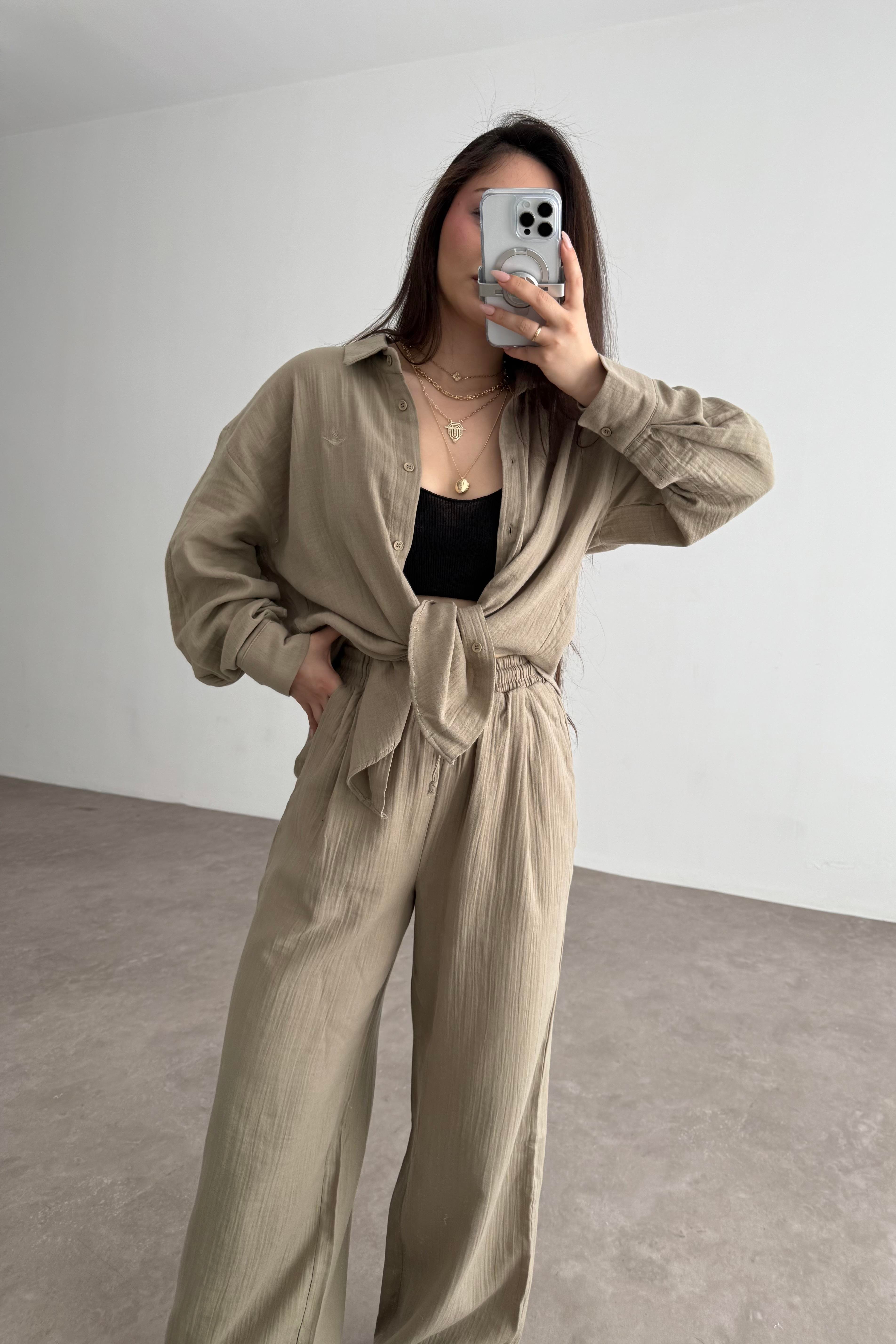 Bymn Clup Müslin Kumaş Gömlek Takım Soft Yeşil 