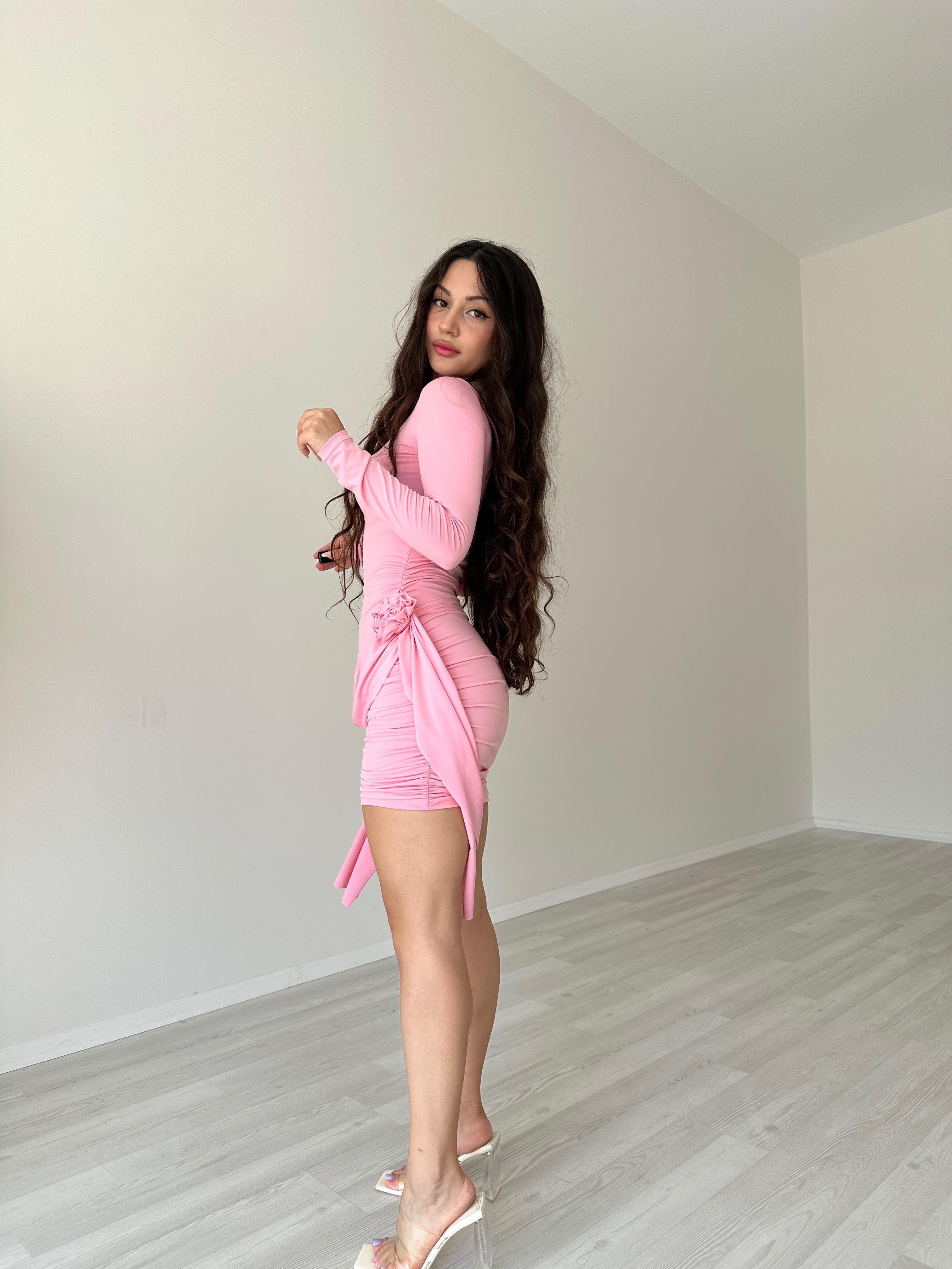 Drapeli Rosie Pembe Elbise