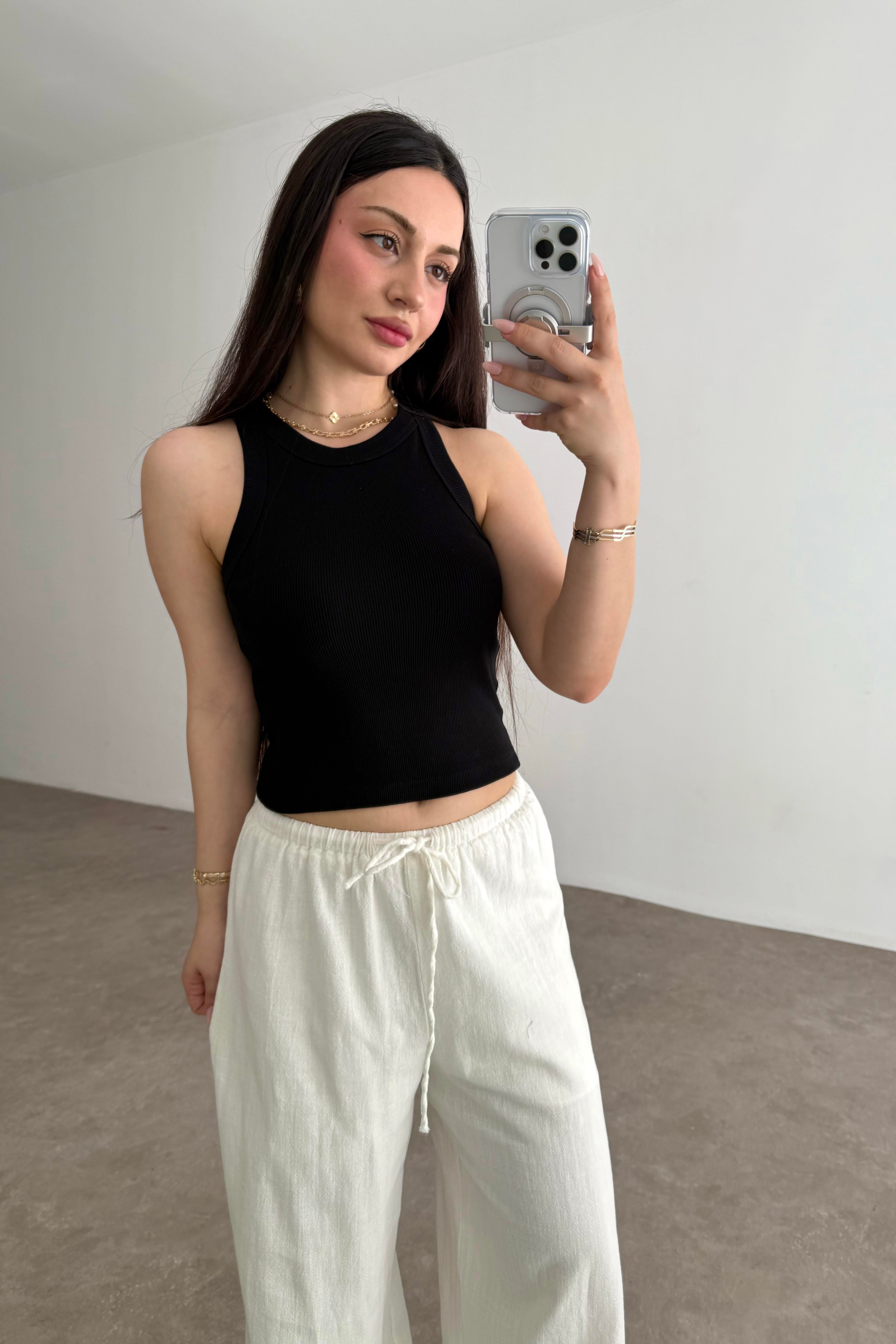 Kaşkorse Kalın Halter Yaka Atlet Siyah