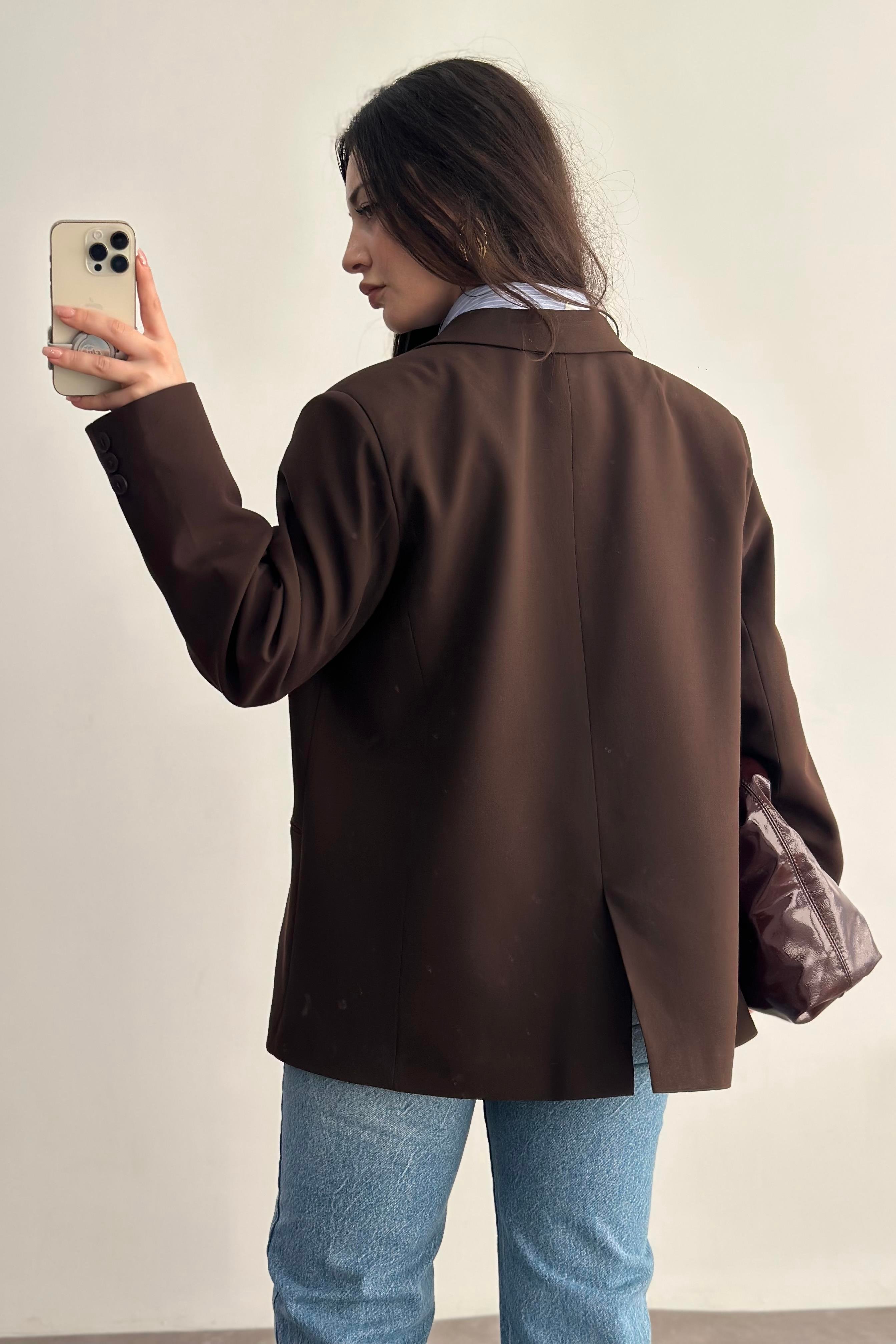 Klasik Kahve Premium Blazer Ceket