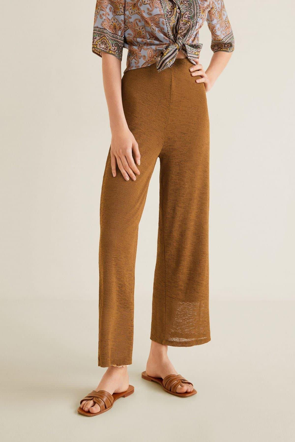 MANGO Düz Kesim Dokuma Pantolon