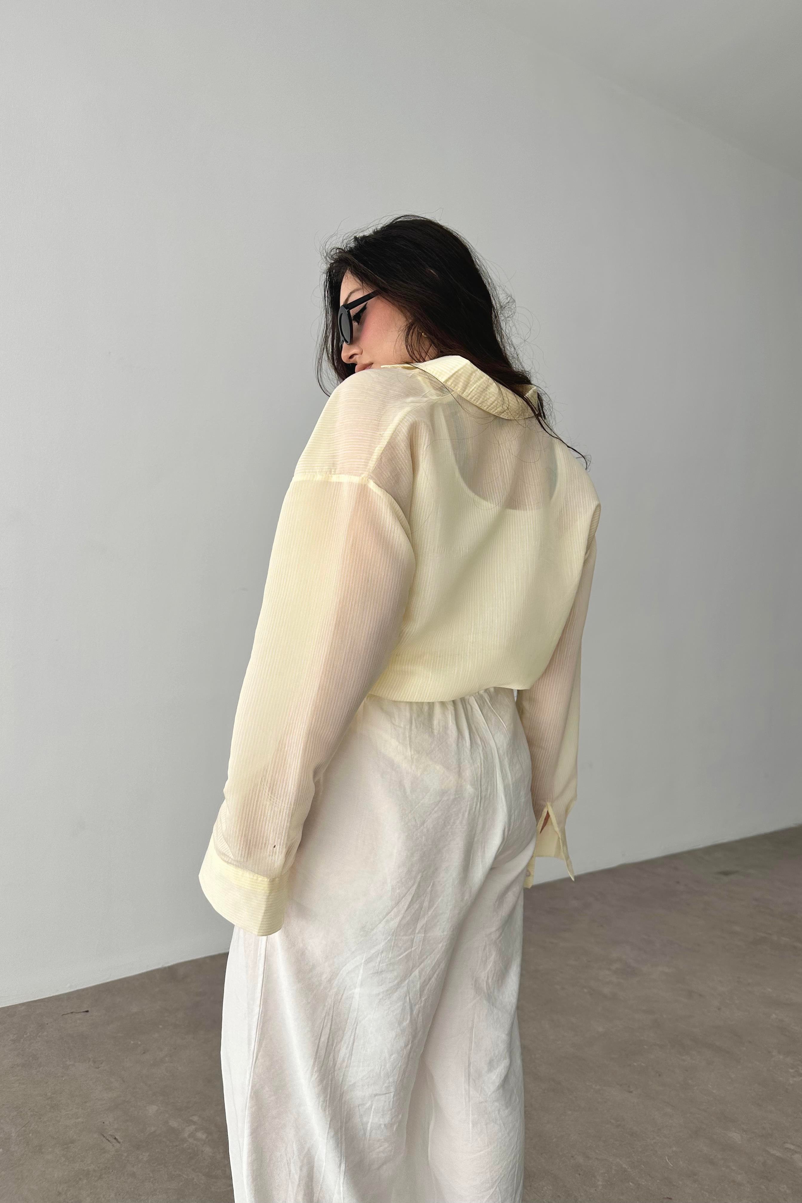 Mssimo Çizgili Sarı Gömlek