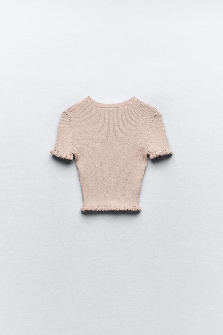 Orijinal Marka Fırfırlı Pudra Pembe Triko