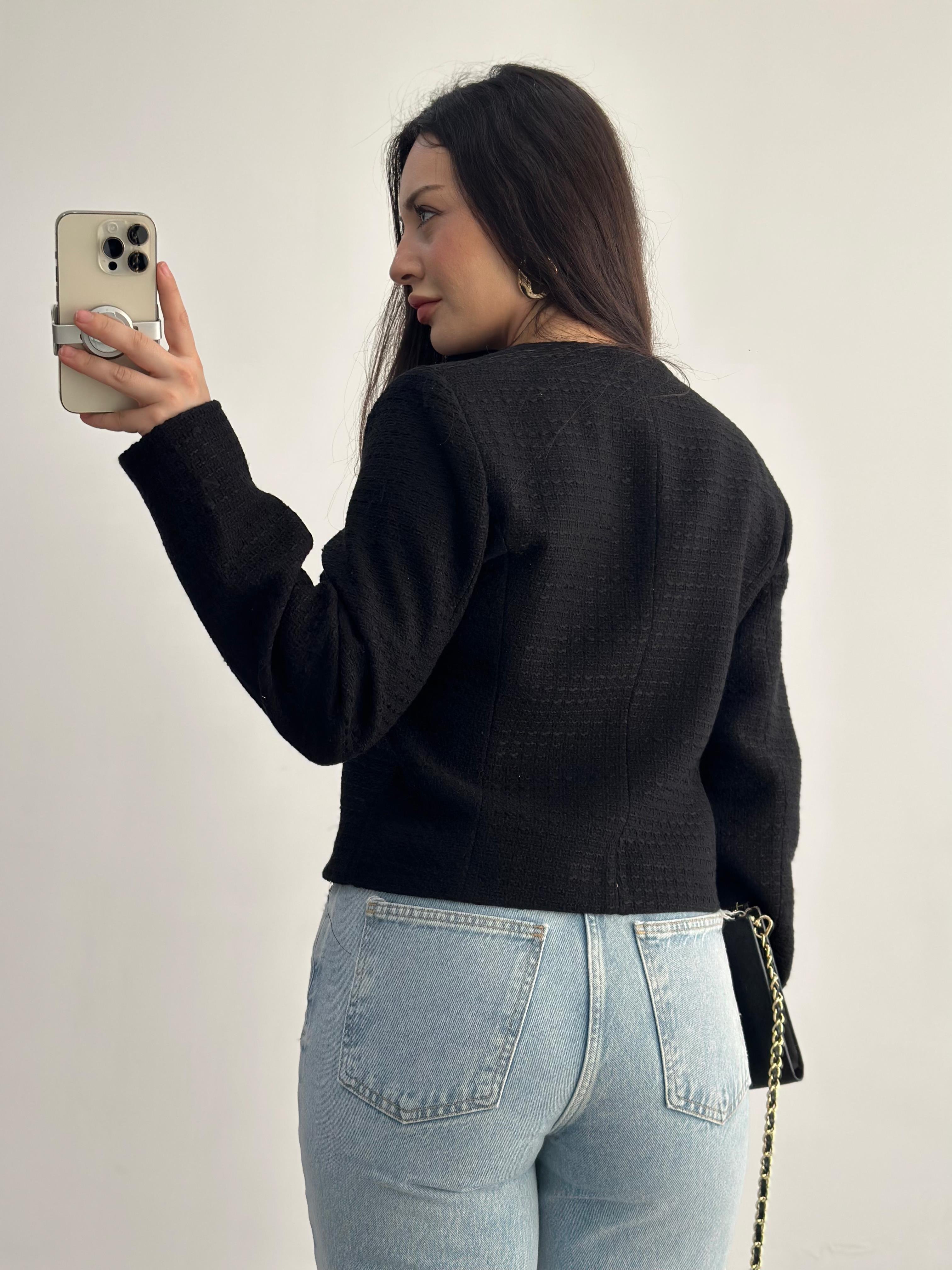 Premium Gold Düğmeli Tüvid Ceket