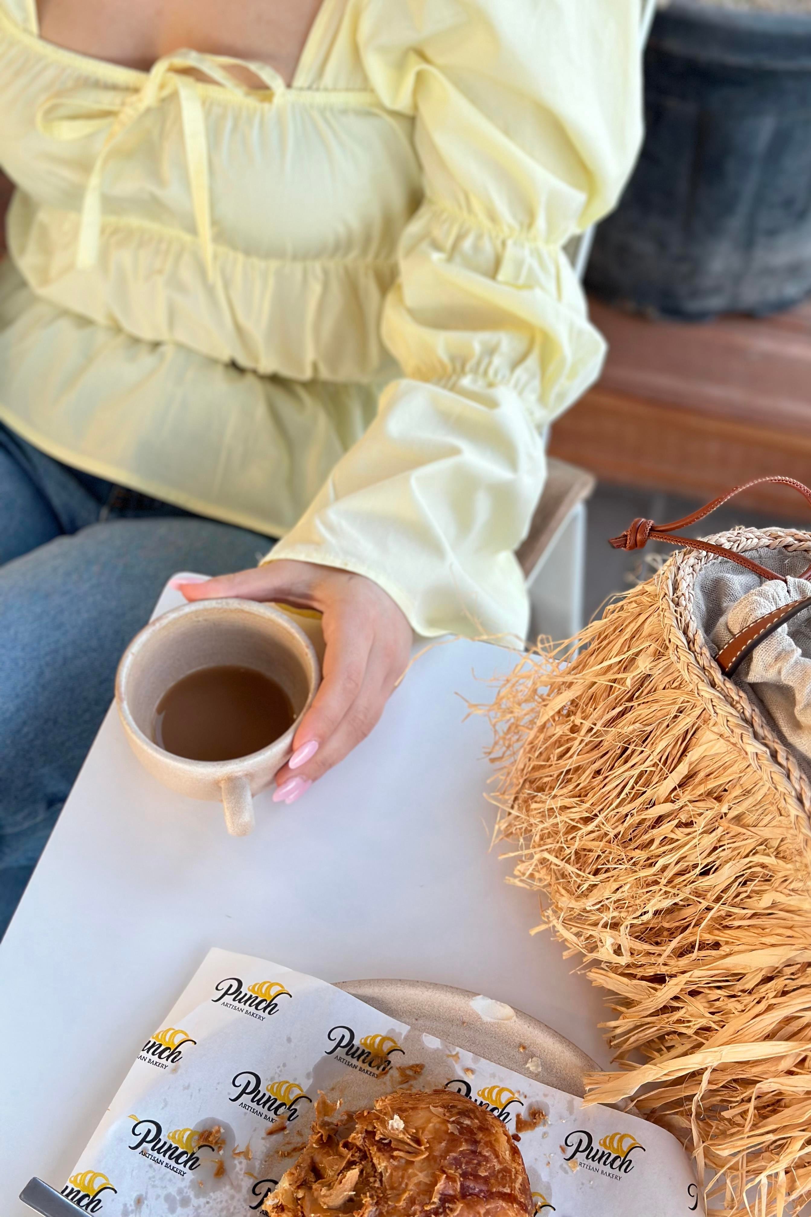 Ravi Premium Büzgülü Bluz Pastel Sarı