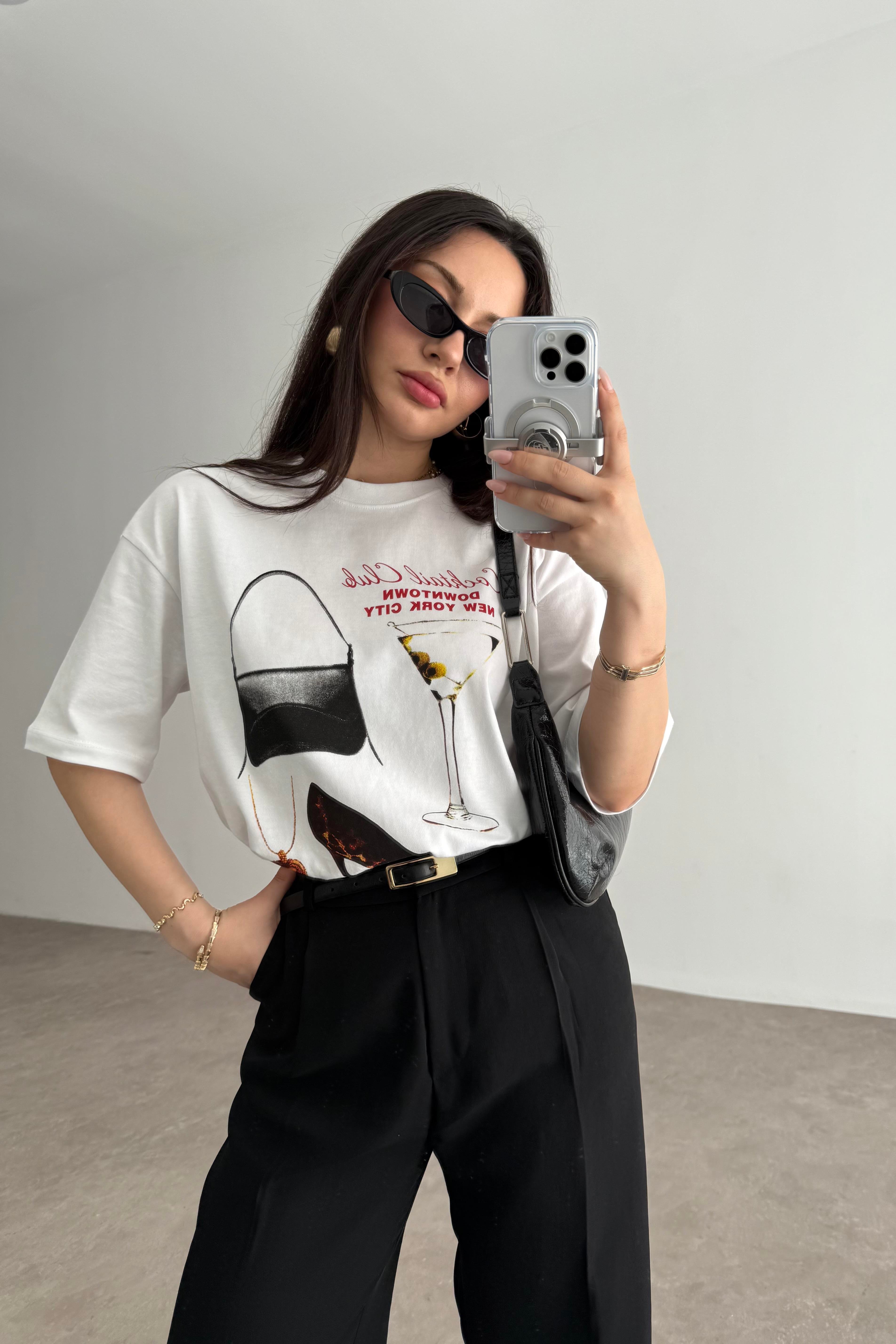 ZR Cocktail Club Baskılı T-shirt