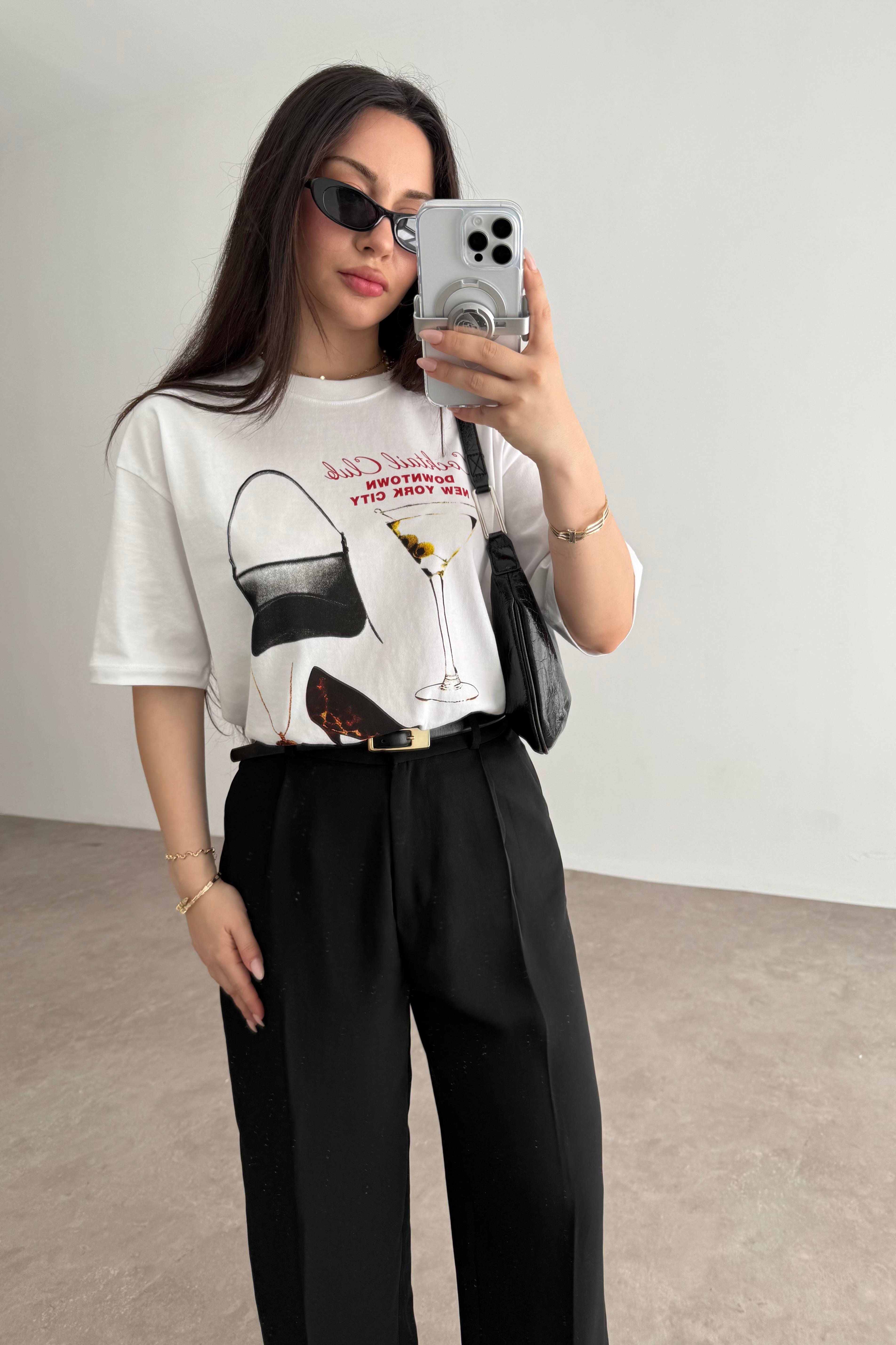 ZR Cocktail Club Baskılı T-shirt