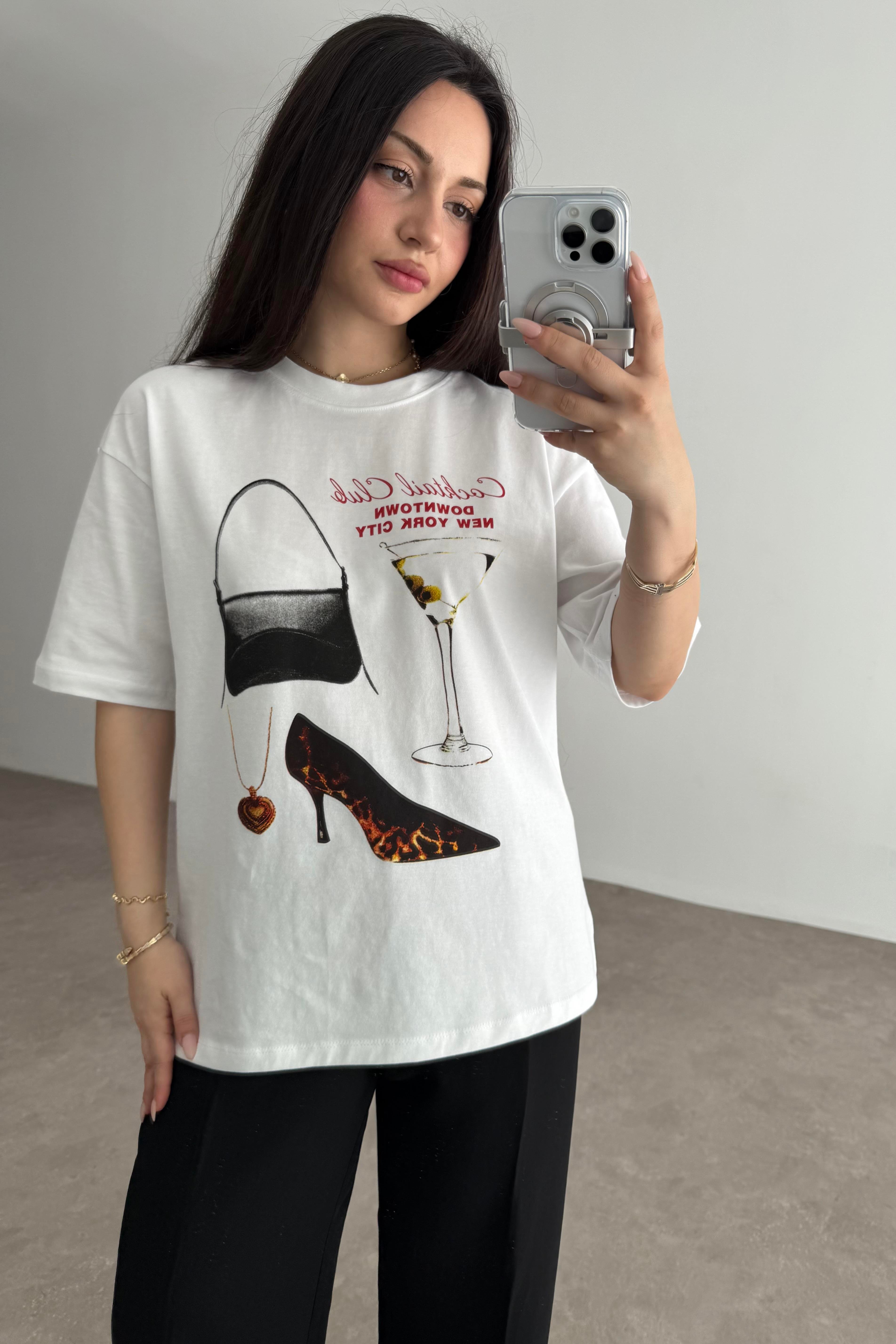 ZR Cocktail Club Baskılı T-shirt