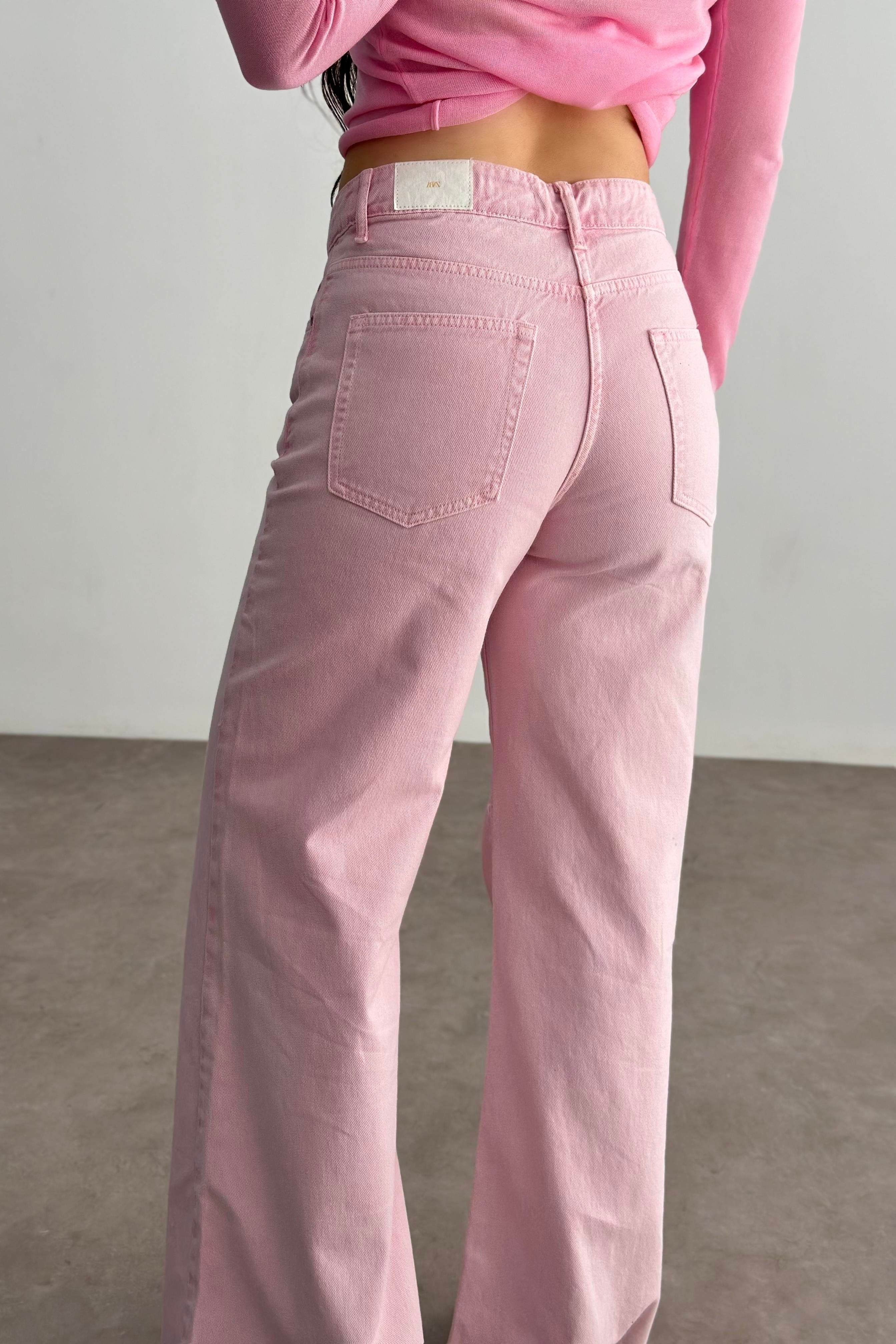 Zr Yüksek Belli Wide Leg Pink Jean 