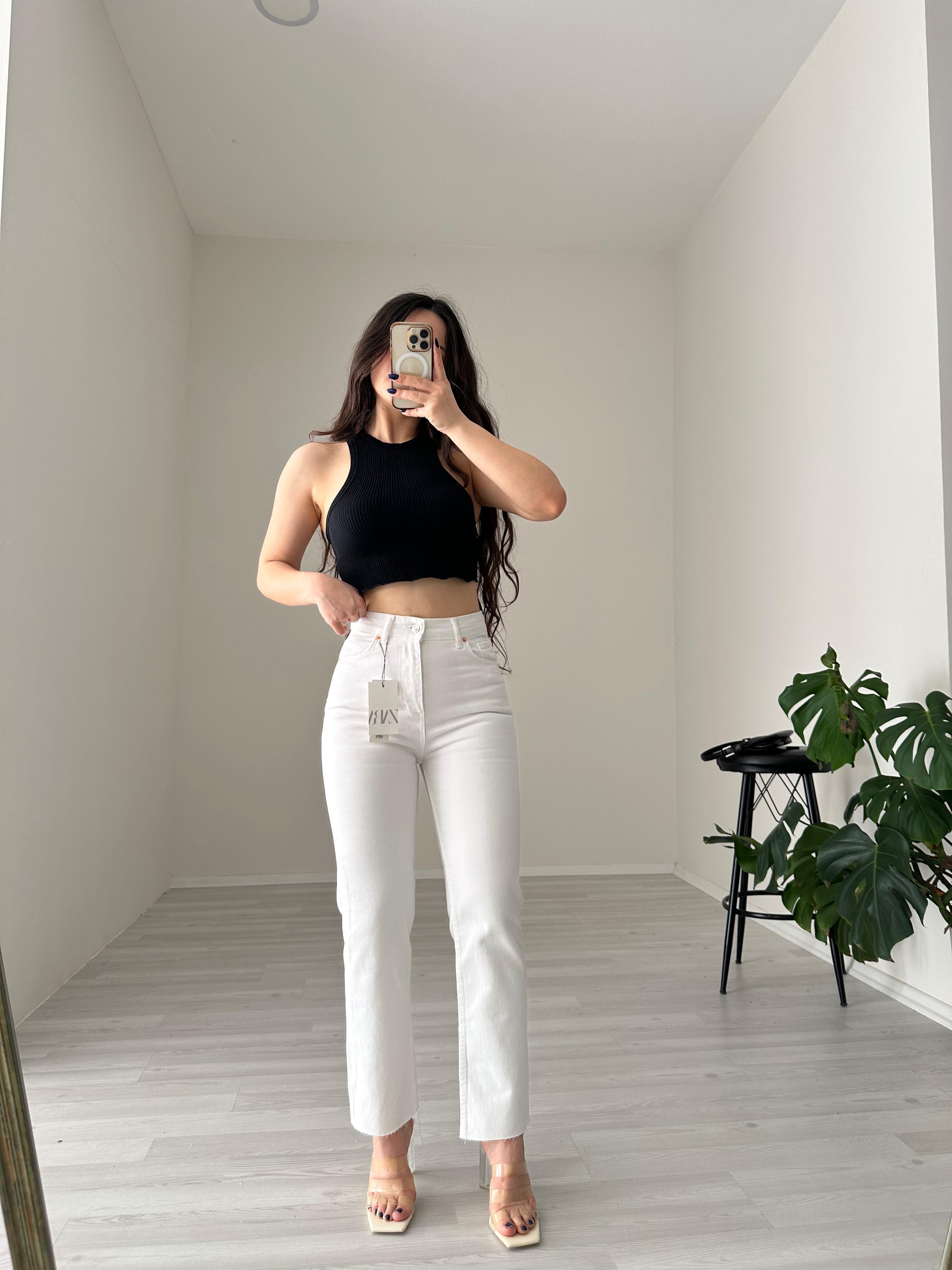 ZRA Beyaz Boyfit Jean