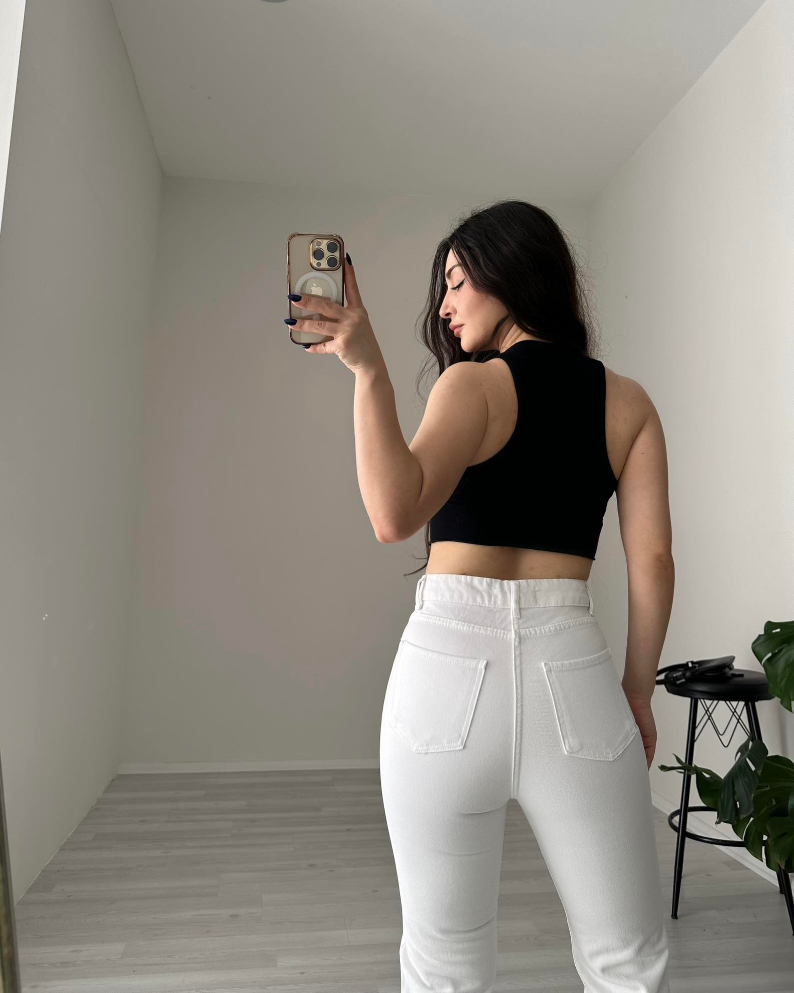 ZRA Beyaz Boyfit Jean