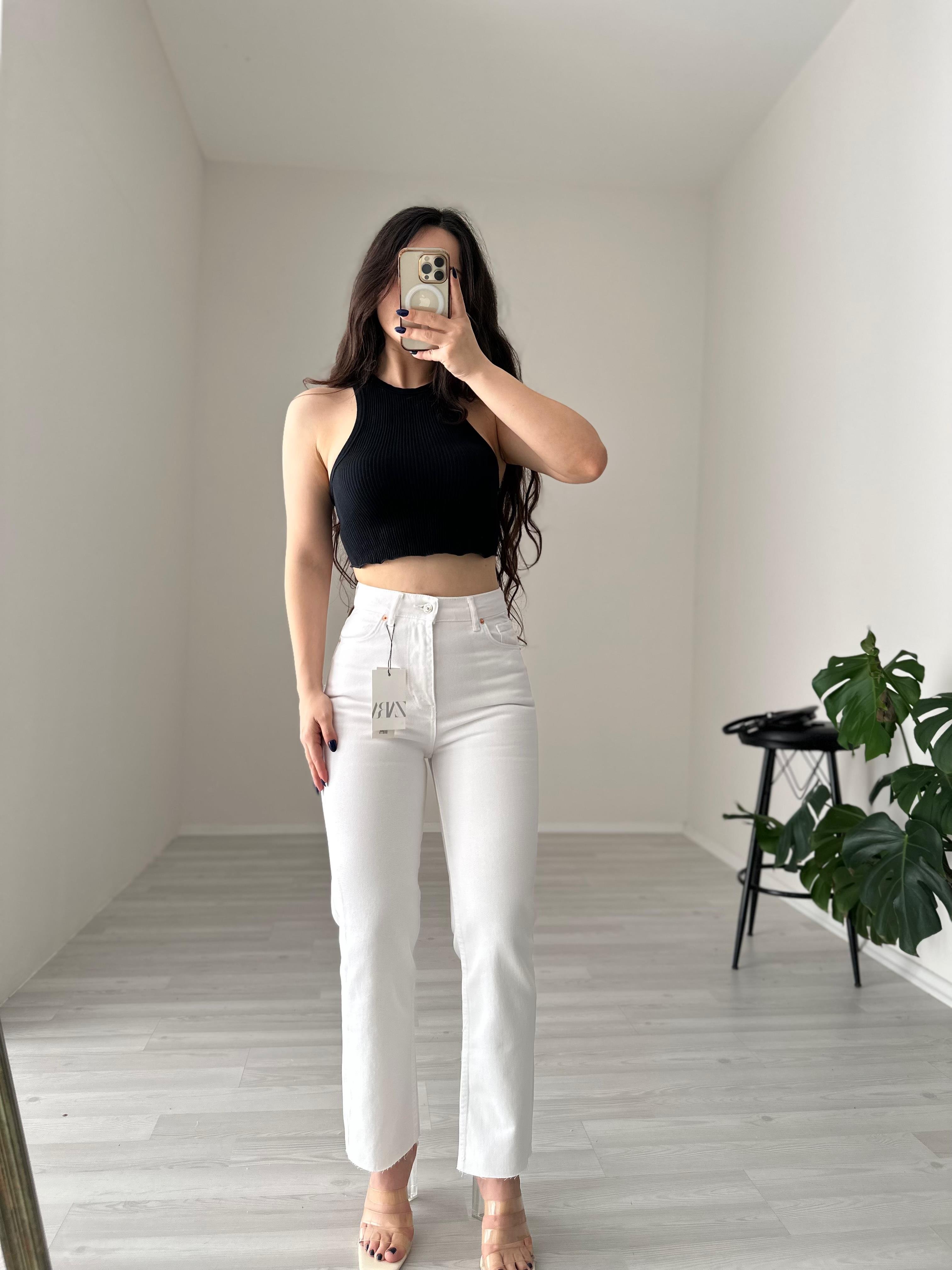 ZRA Beyaz Boyfit Jean