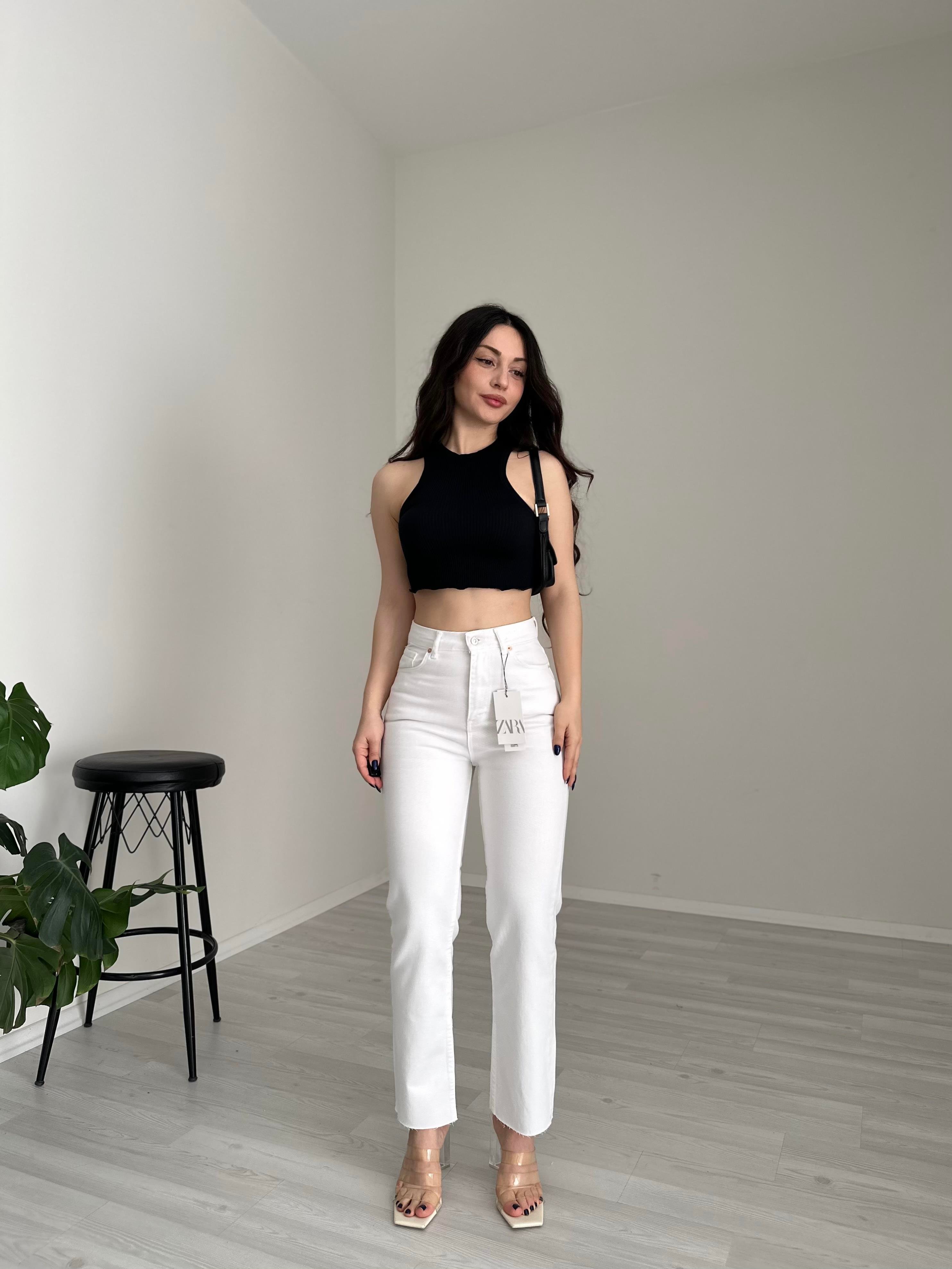 ZRA Beyaz Boyfit Jean