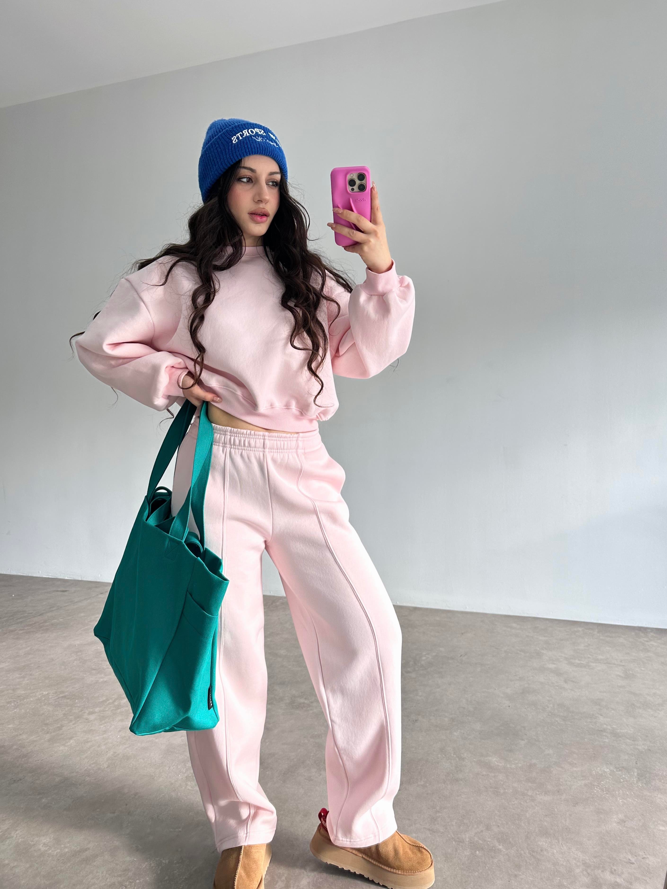 ZRA Orj. Dik Yaka Eşofman Takımı Pembe