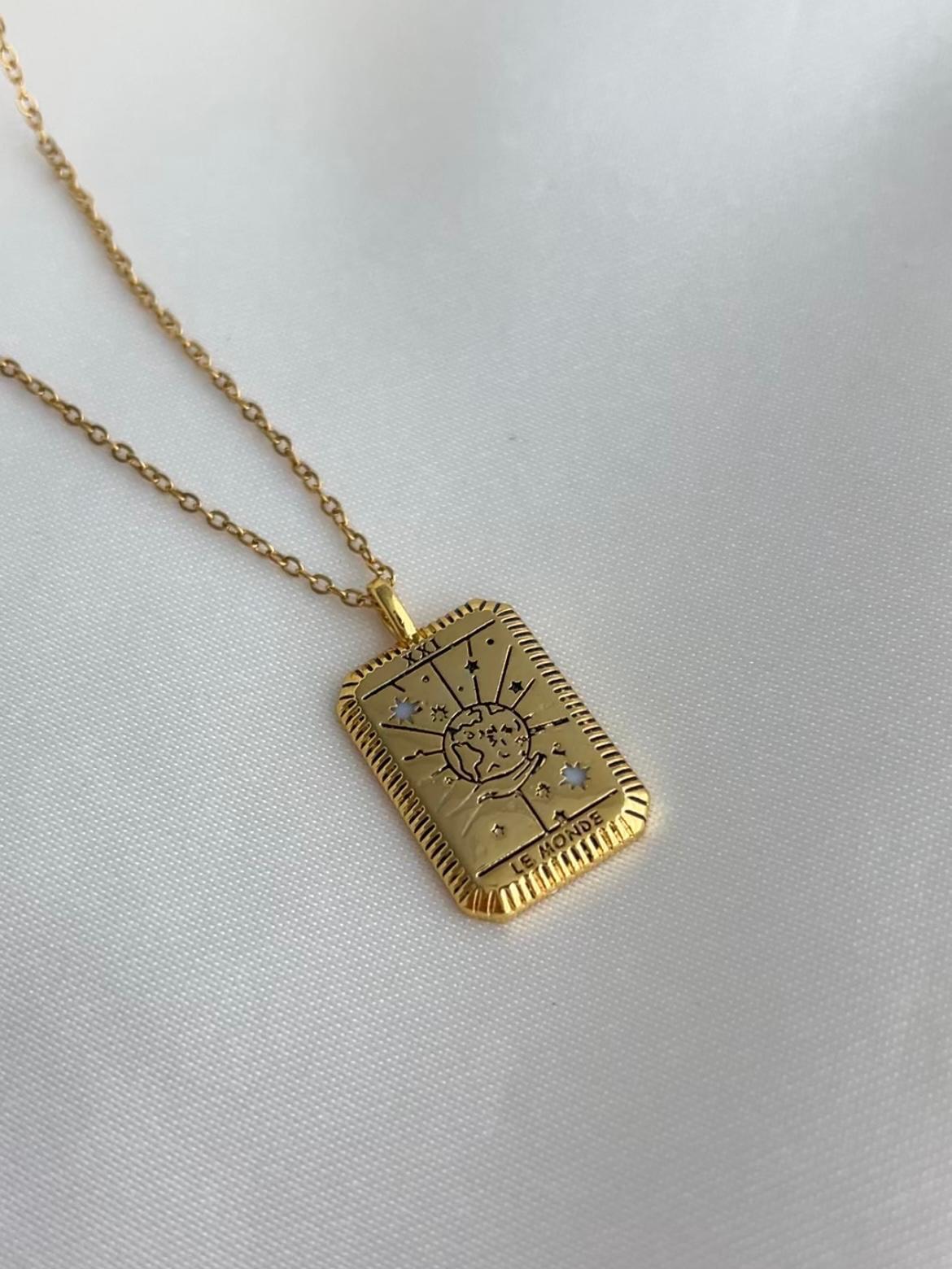 Çelik Dünya Kartı Tarot Kolye
