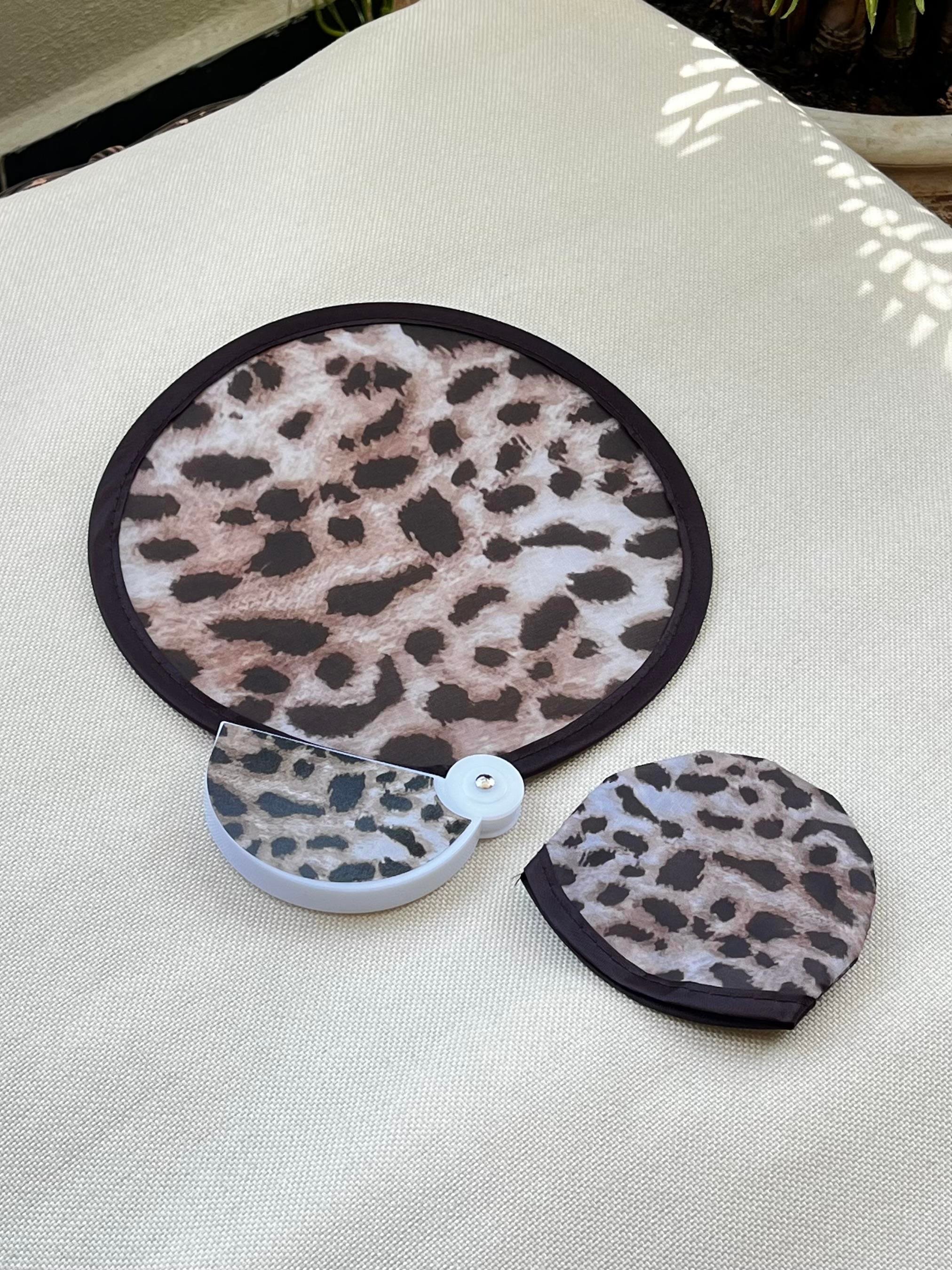Katlanabilir Leopar Desenli Yelpaze