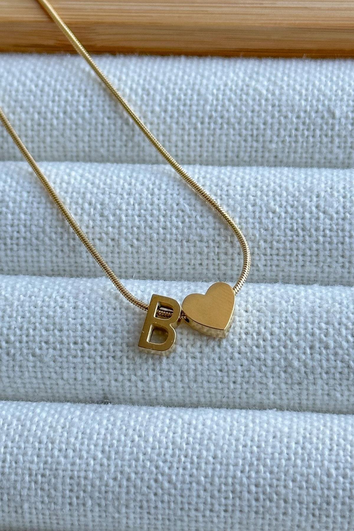 Kişiye Özel Harfli & Kalpli Minimal Kolye