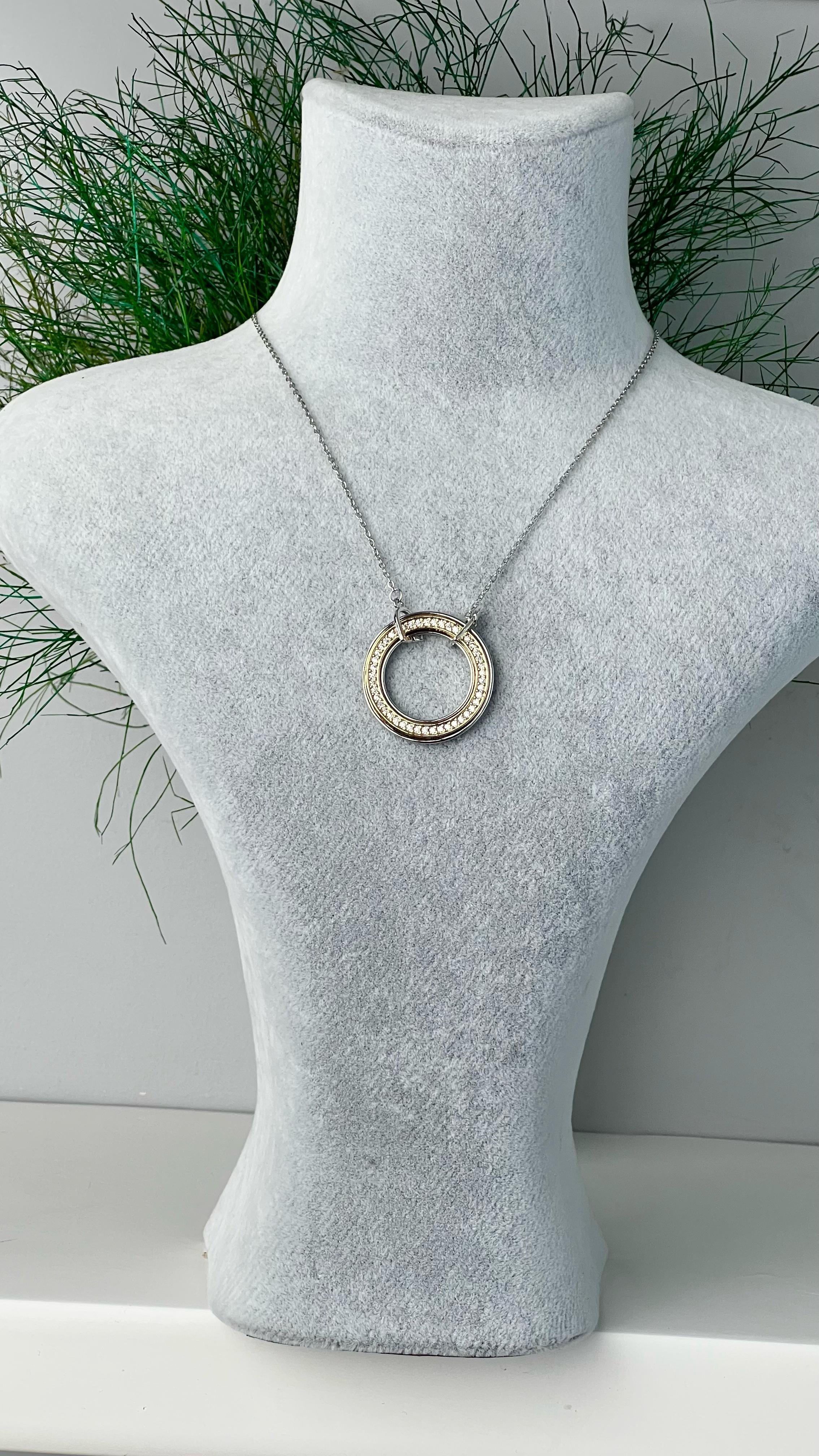Pandora Model Çift Renk Çelik Kolye 45+10 cm Uzatmalı