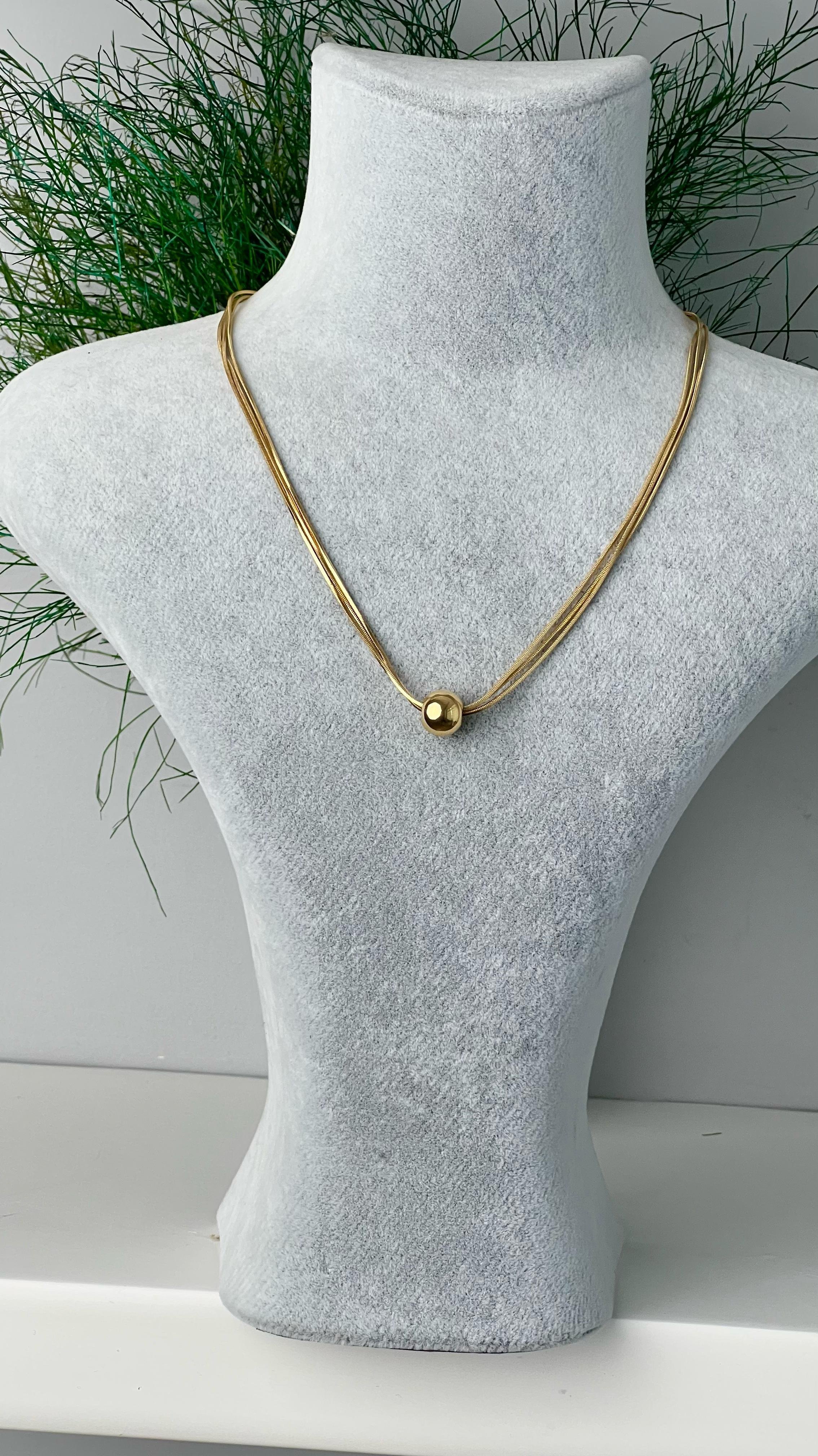 Topçuklu Çelik Kolye - 45cm + 10cm Uzatma