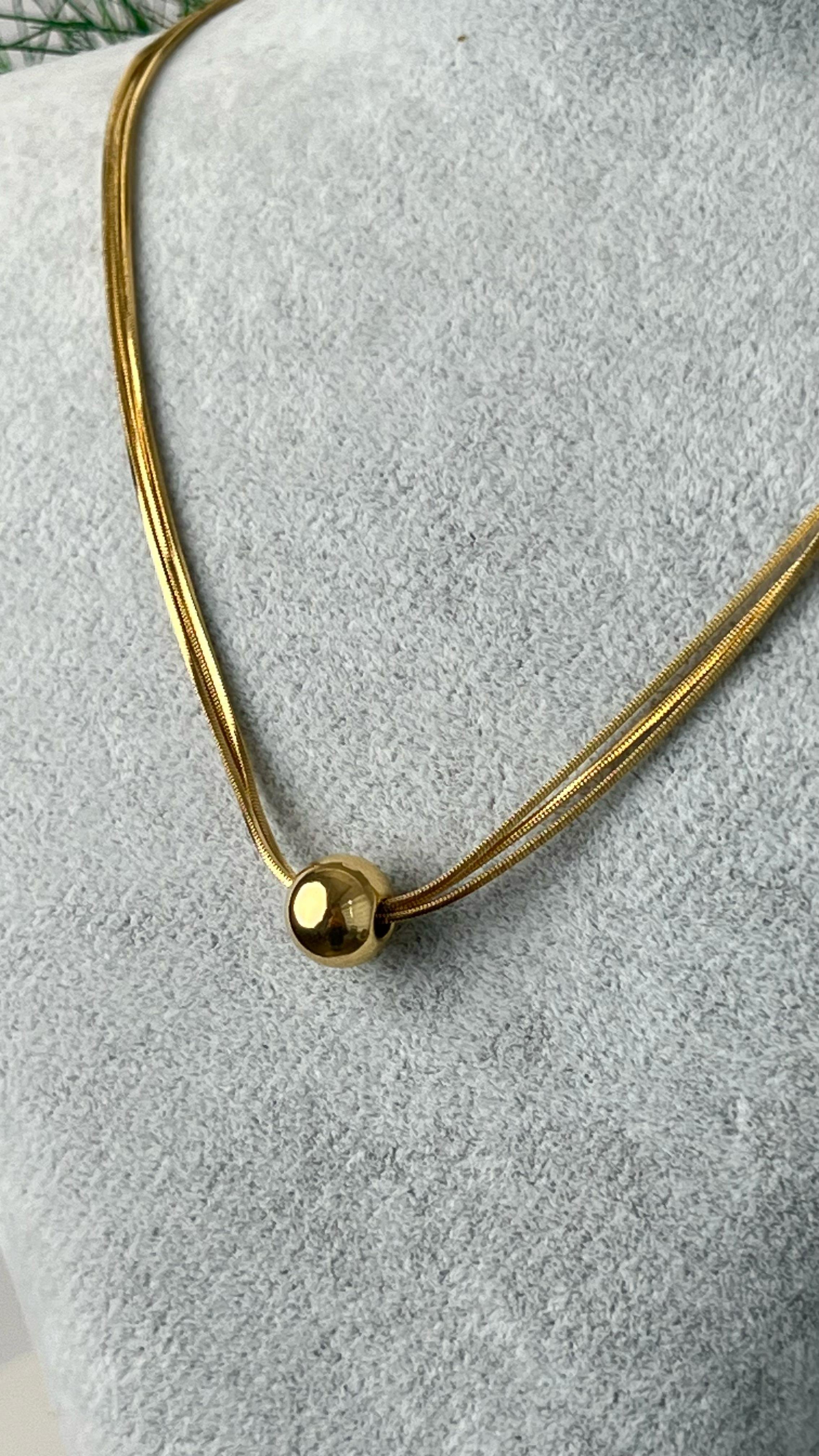Topçuklu Çelik Kolye - 45cm + 10cm Uzatma