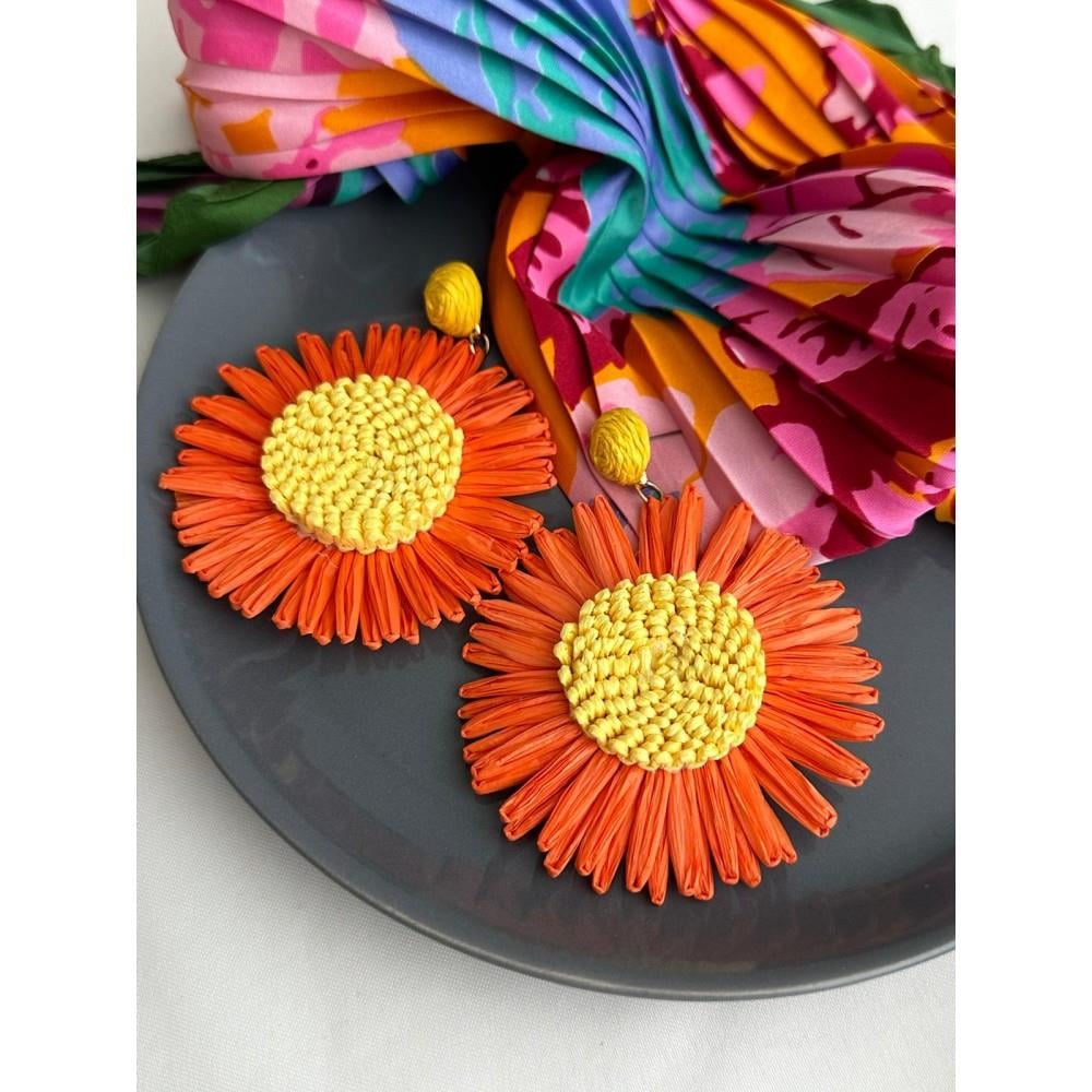 Turuncu Papatya Küpe