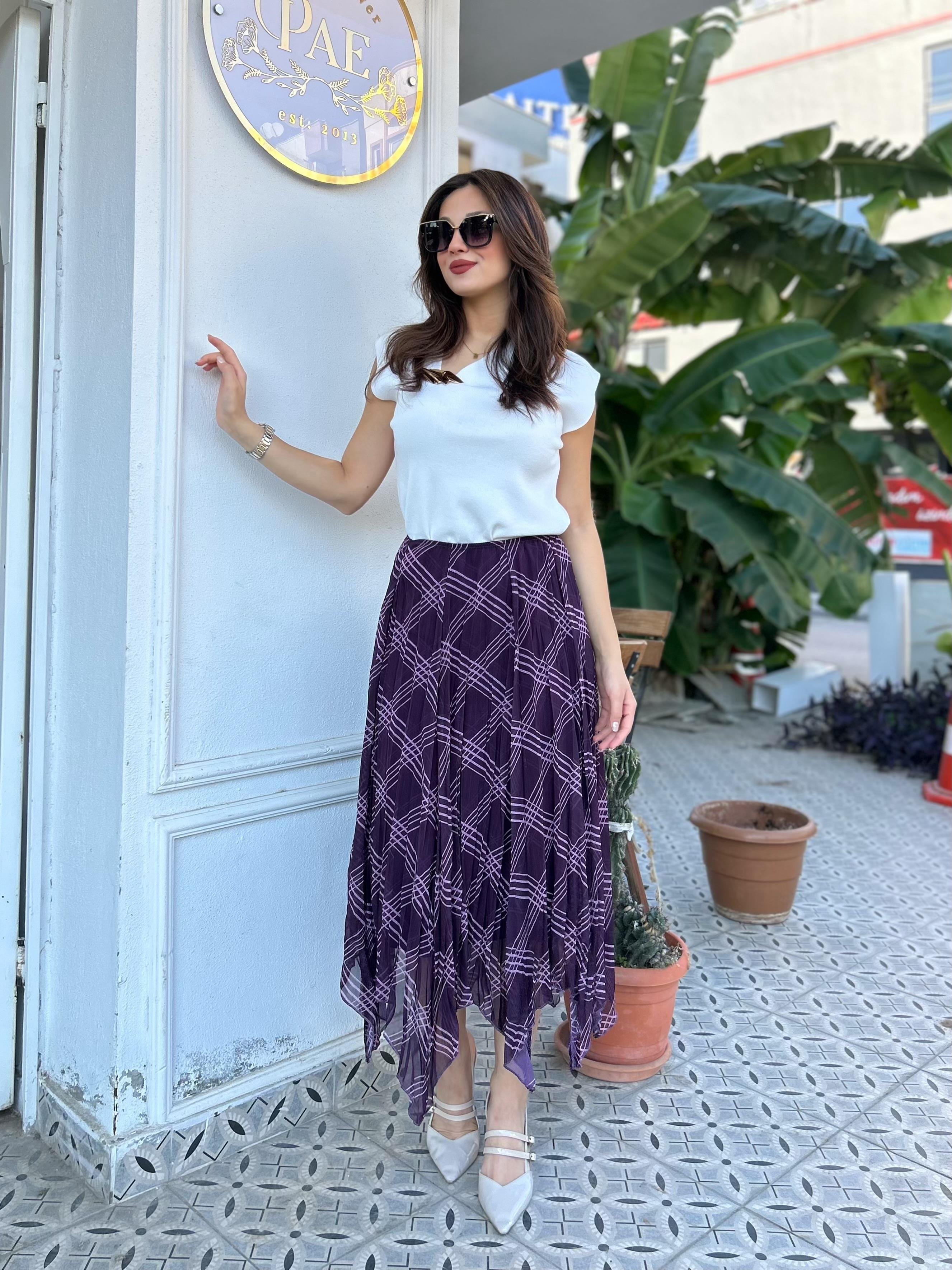 ASİMETRİK.ŞİFON.ETEK.BORDO