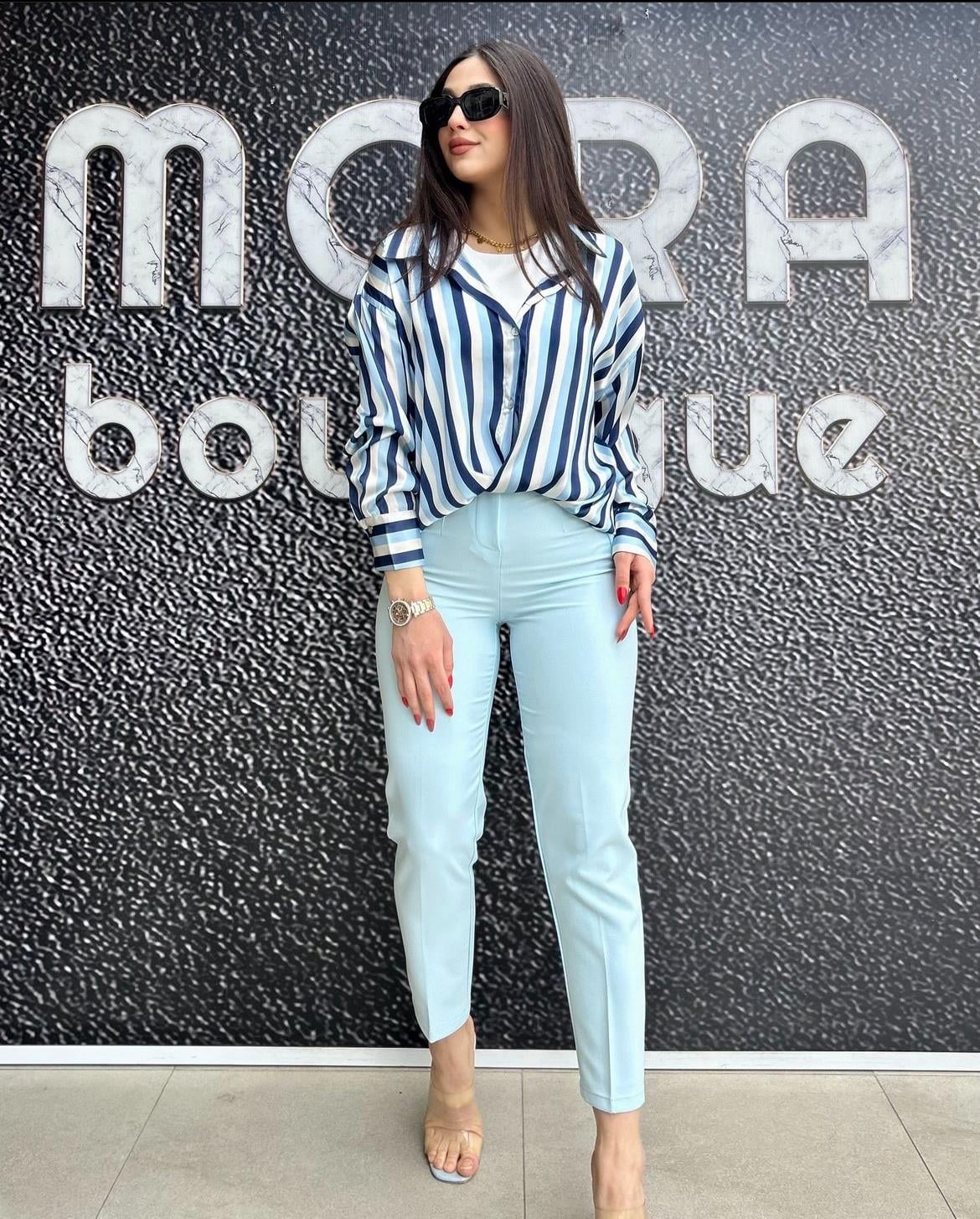 BEBE MAVİ DİKİŞLİ PANTOLON