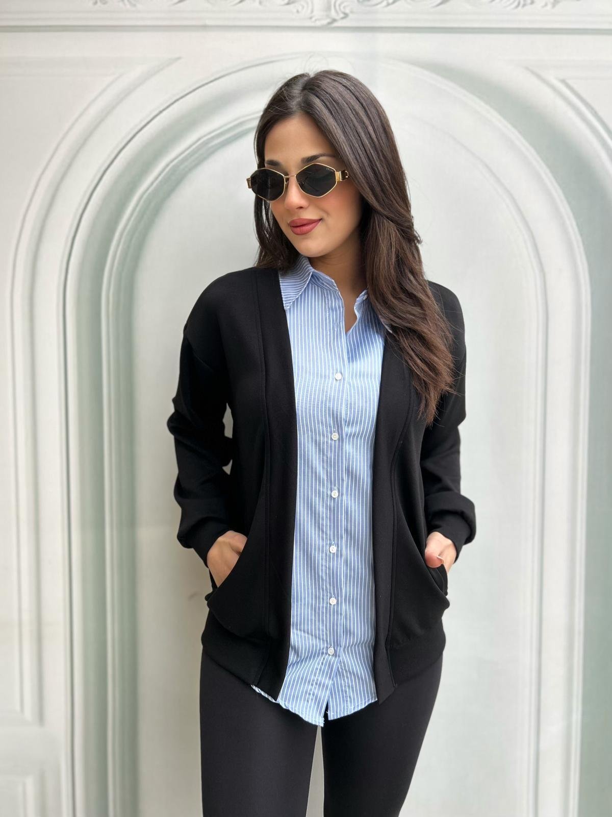 GÖMLEK.GARNİLİ.HIRKA.SİYAH