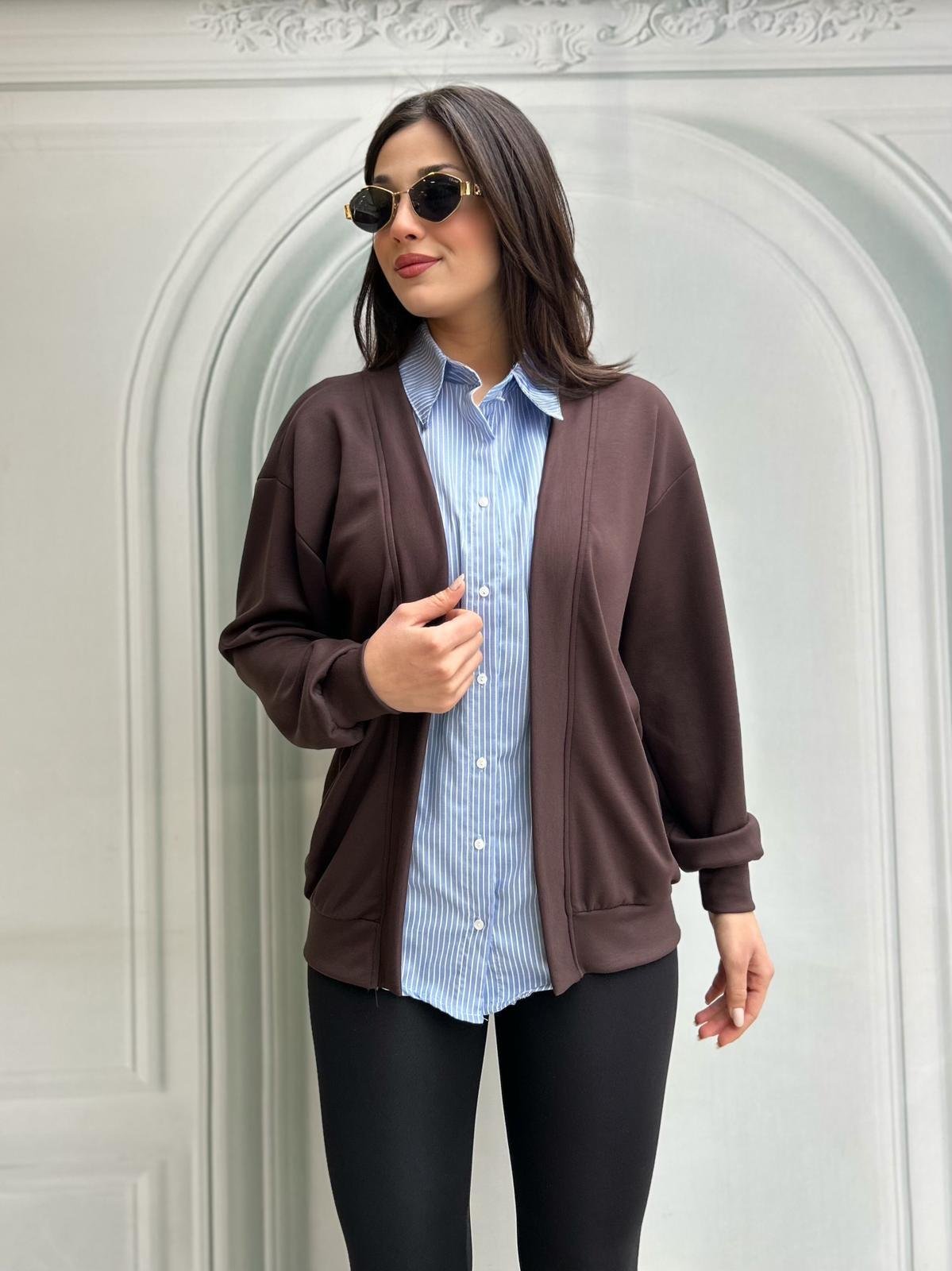 GÖMLEK.GARNİLİ.HIRKA.KAHVERENGİ